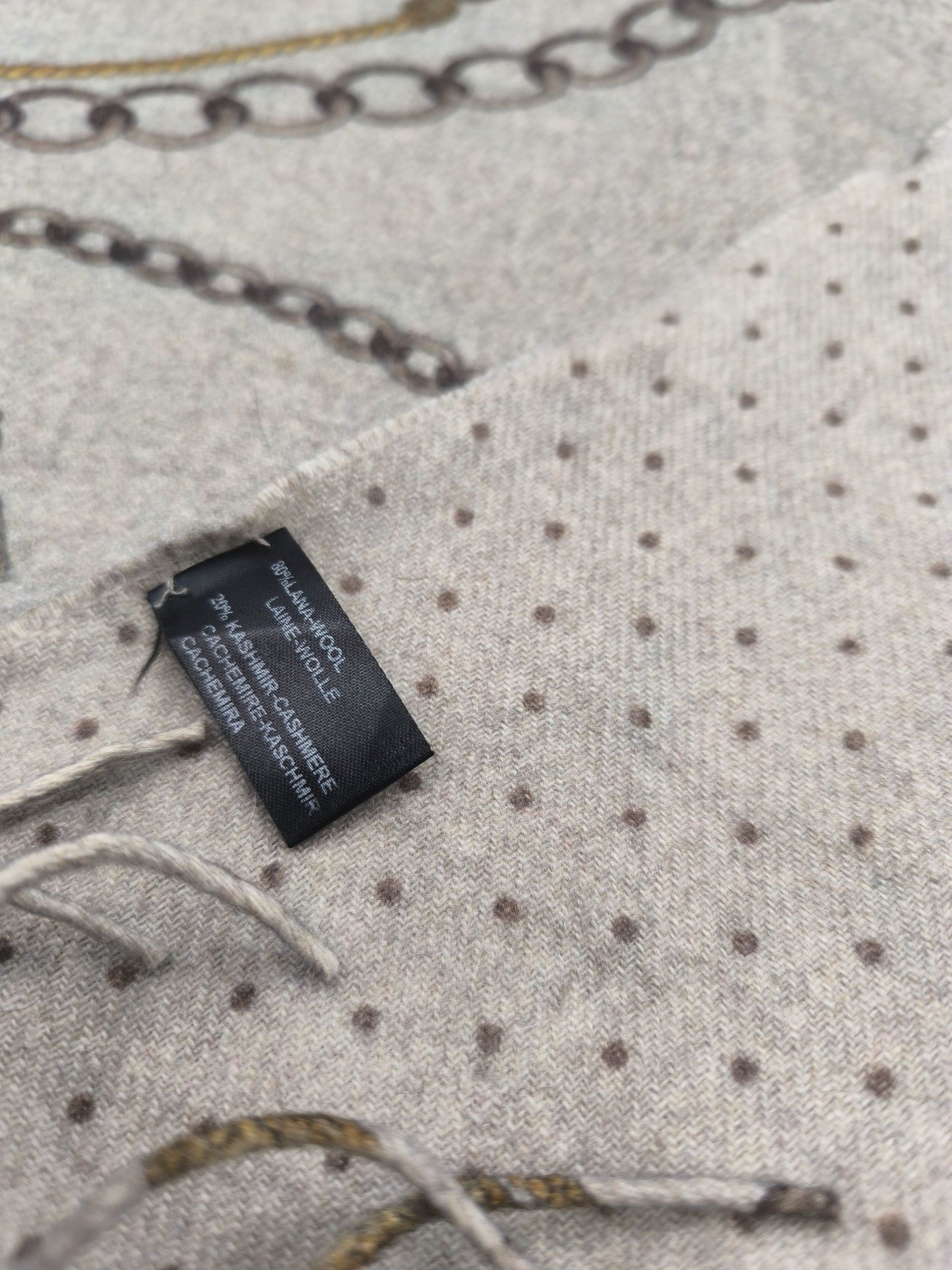 DAKS Beige & Brown Wool Cashmere Mix Scarf image 3