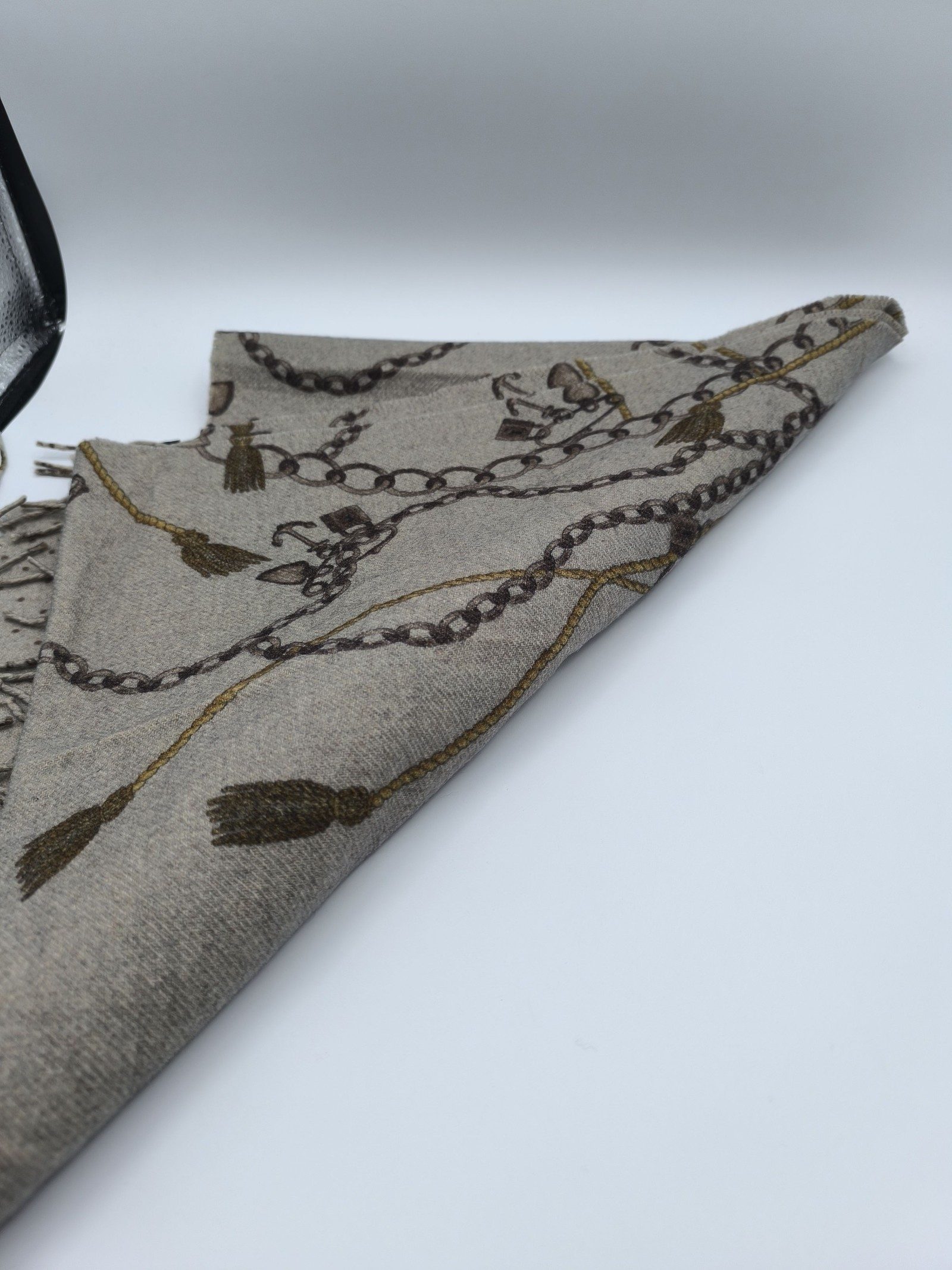 DAKS Beige & Brown Wool Cashmere Mix Scarf image 7