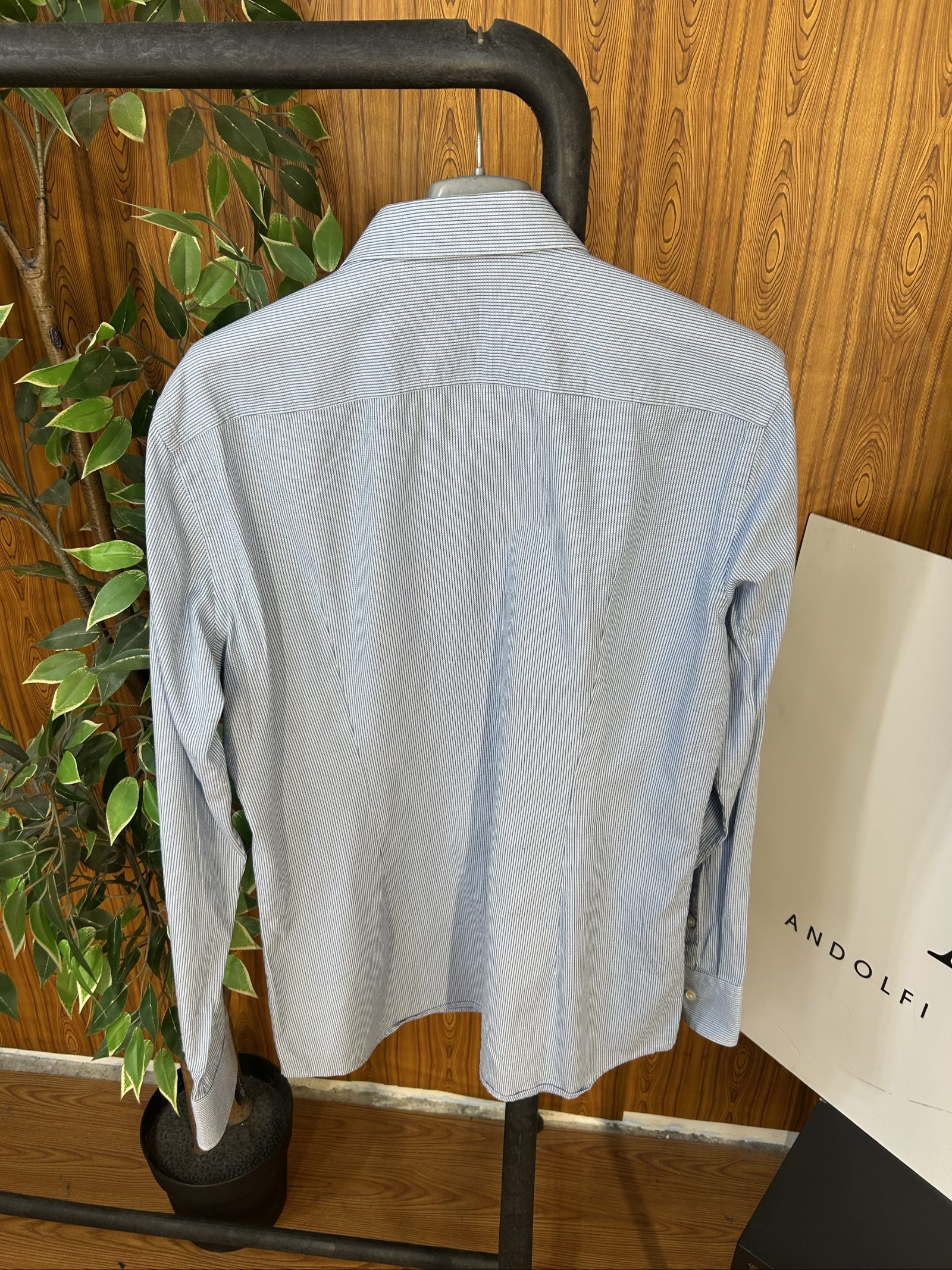 Boss Men's Blue & White Striped Slim Fit Shirt EU 41 image 5