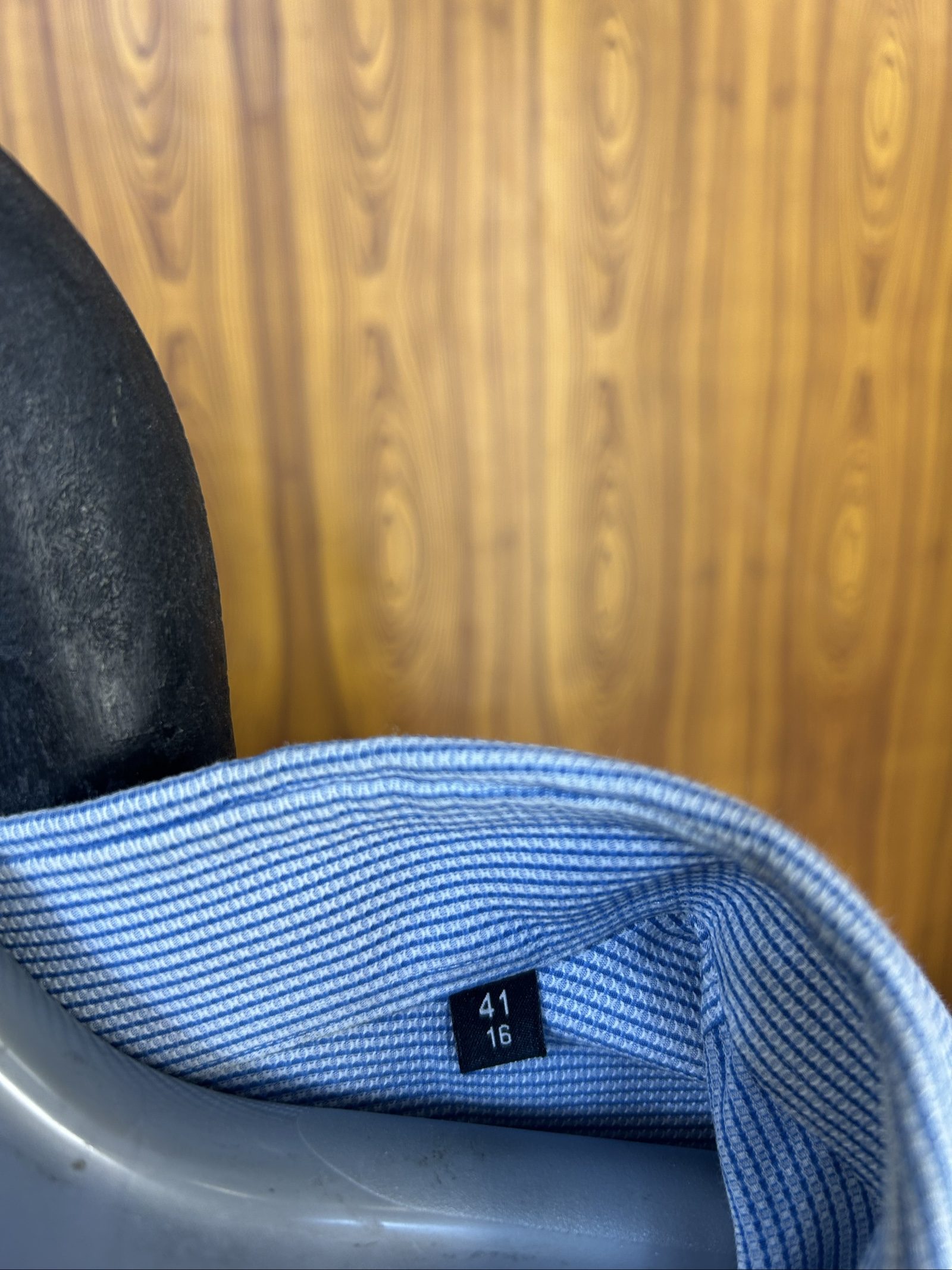 Boss Men's Blue & White Striped Slim Fit Shirt EU 41 image 3