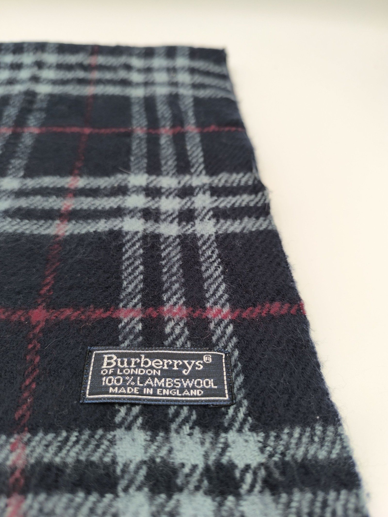 Burberry Black & Grey Lambswool Checkered Scarf image 2