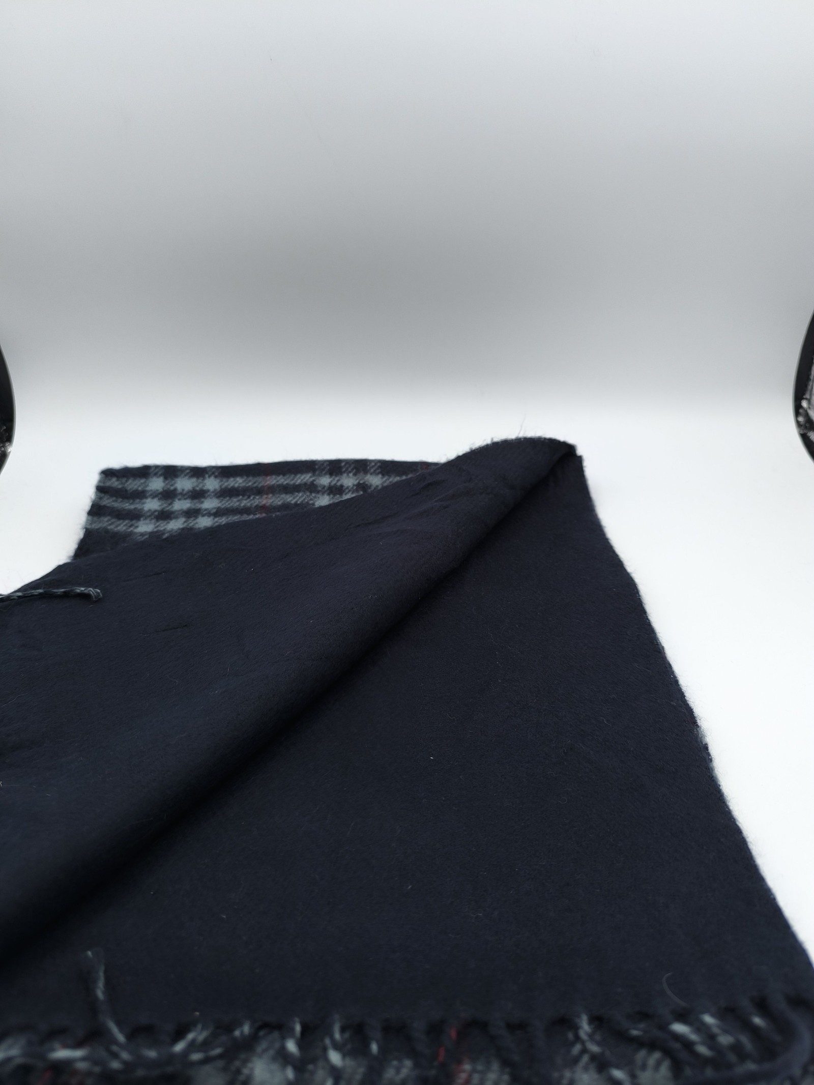 Burberry Black & Grey Lambswool Checkered Scarf image 3