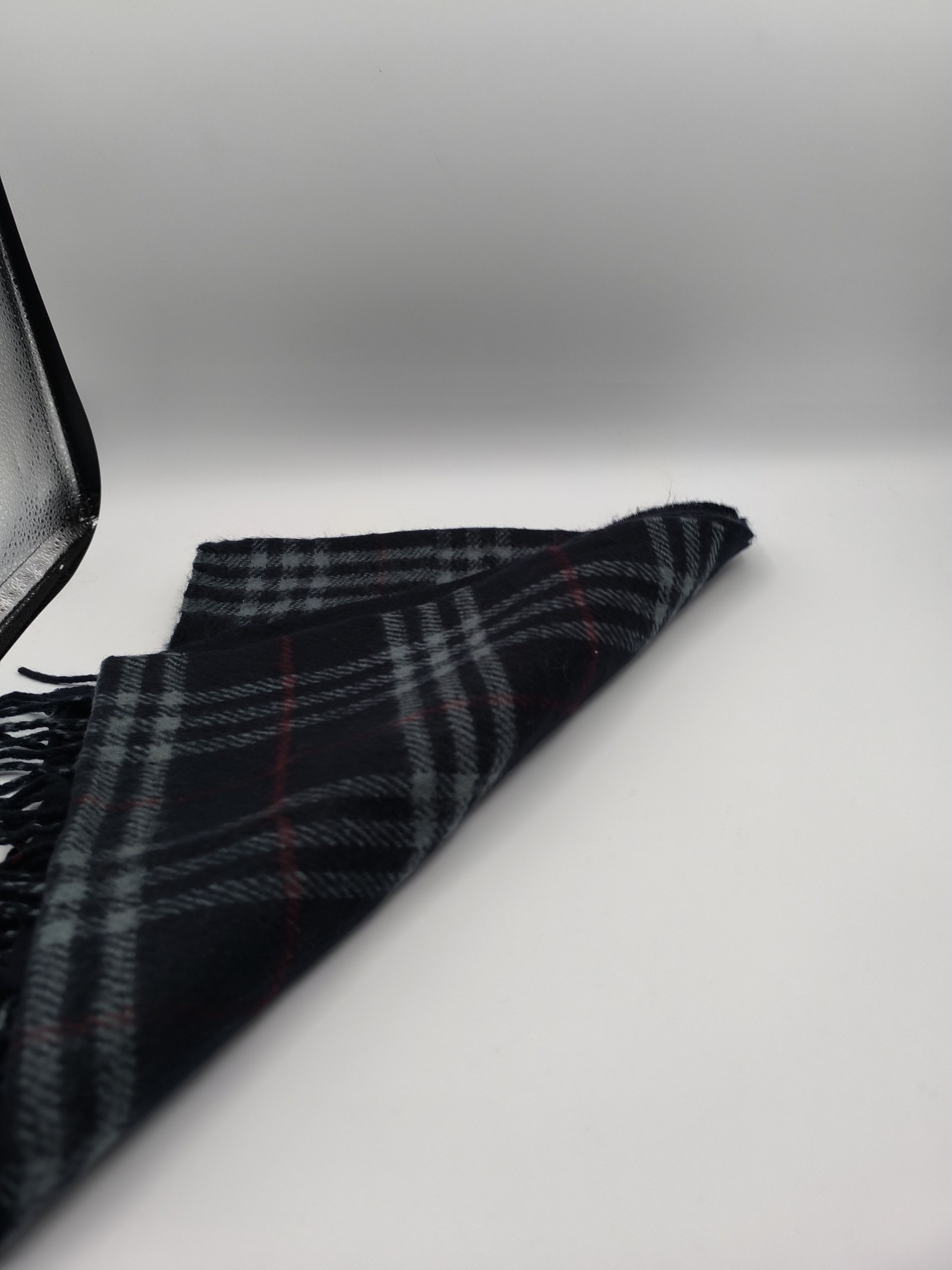 Burberry Black & Grey Lambswool Checkered Scarf image 5