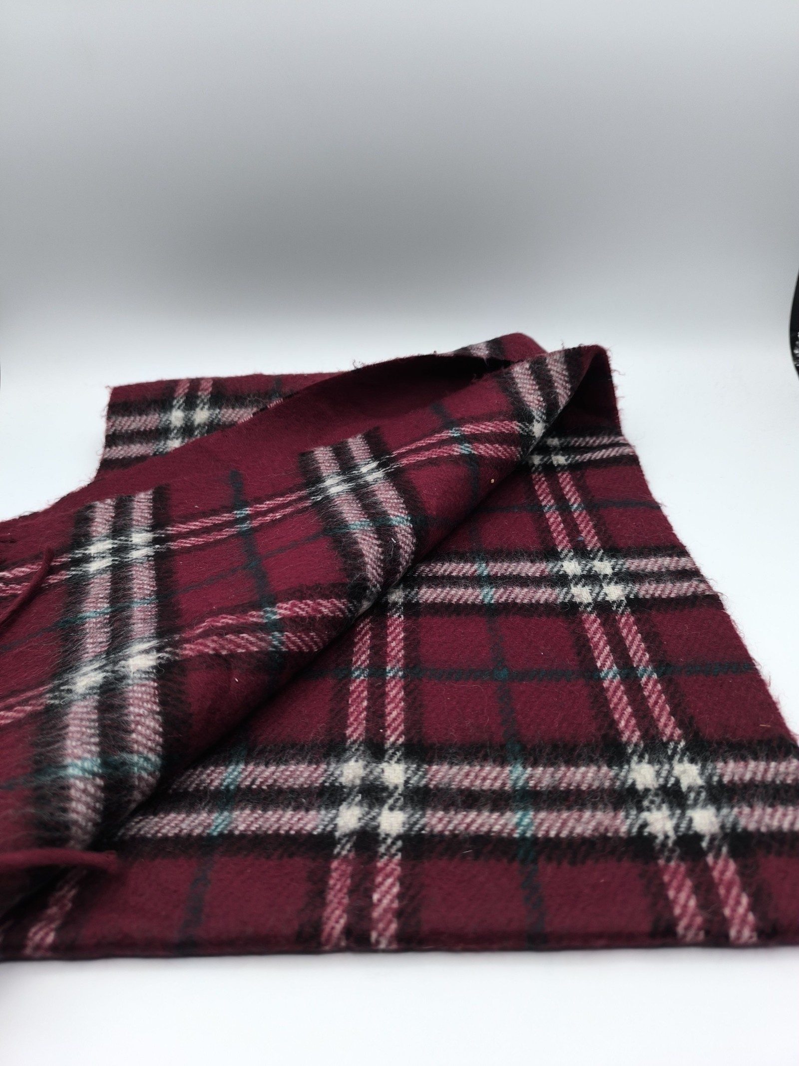 Burberry Burgundy & Pink Lambswool Check Scarf image 4