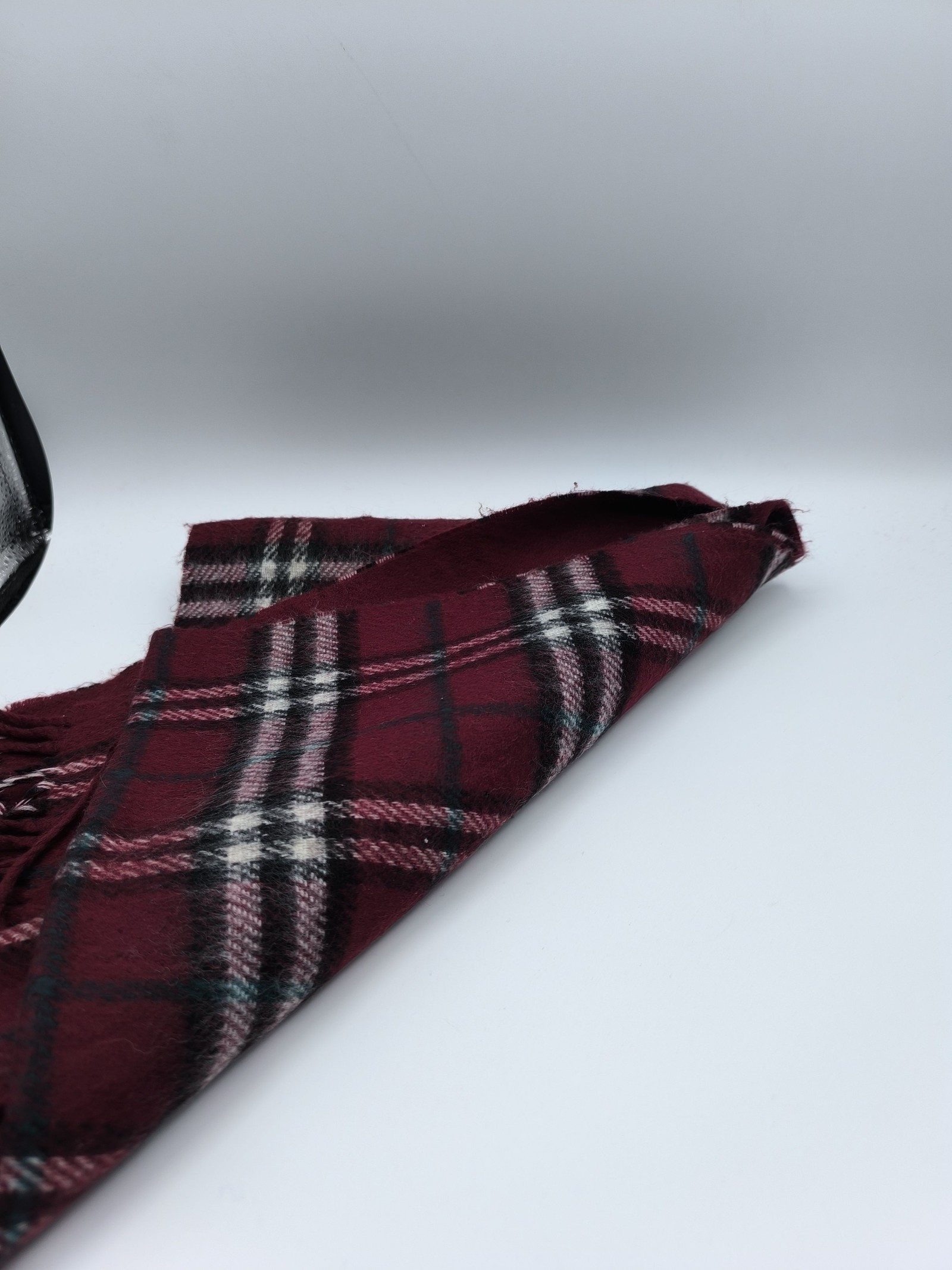 Burberry Burgundy & Pink Lambswool Check Scarf image 5