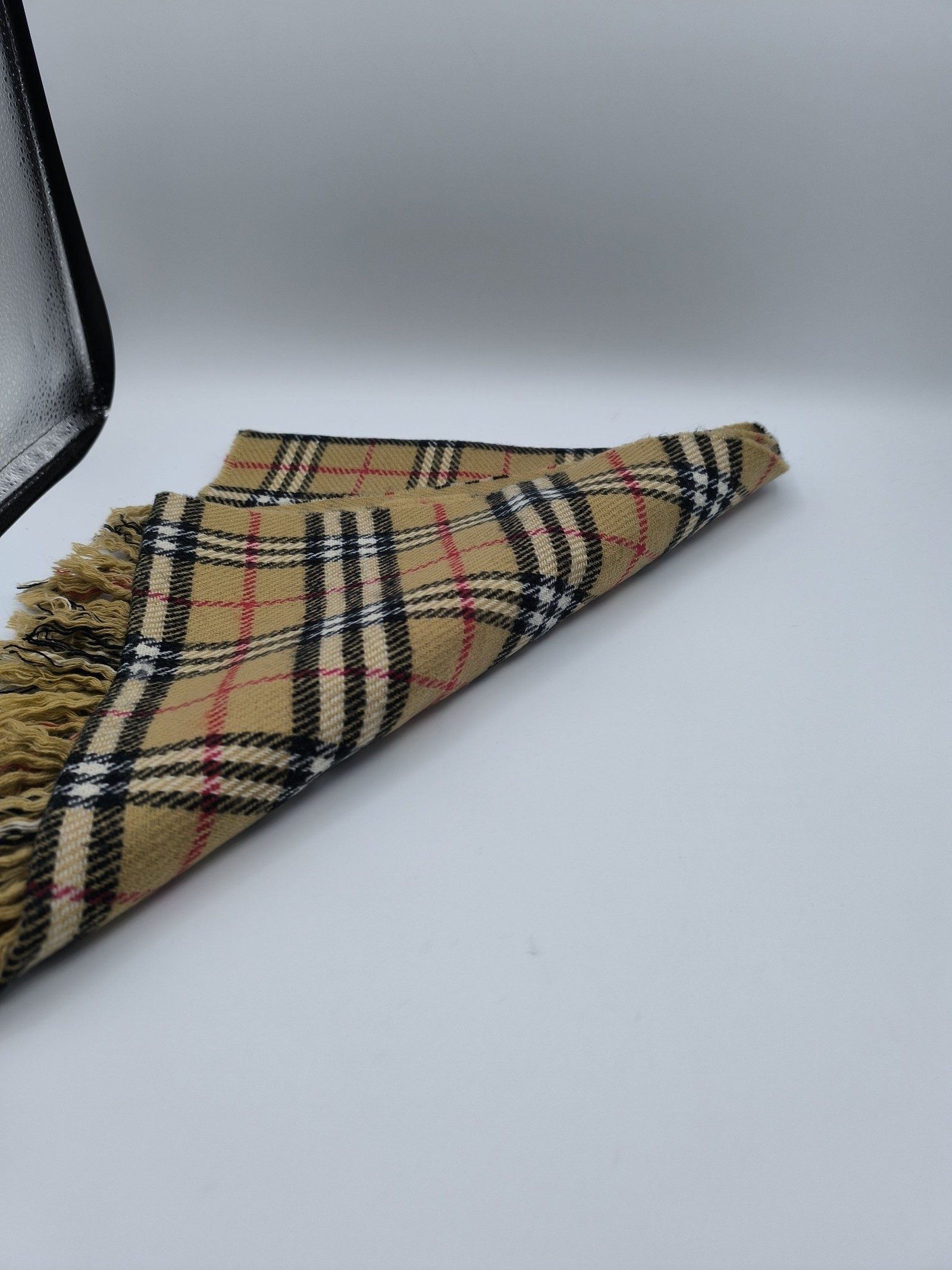 Burberry Beige & Black Checked Lambswool Scarf image 5