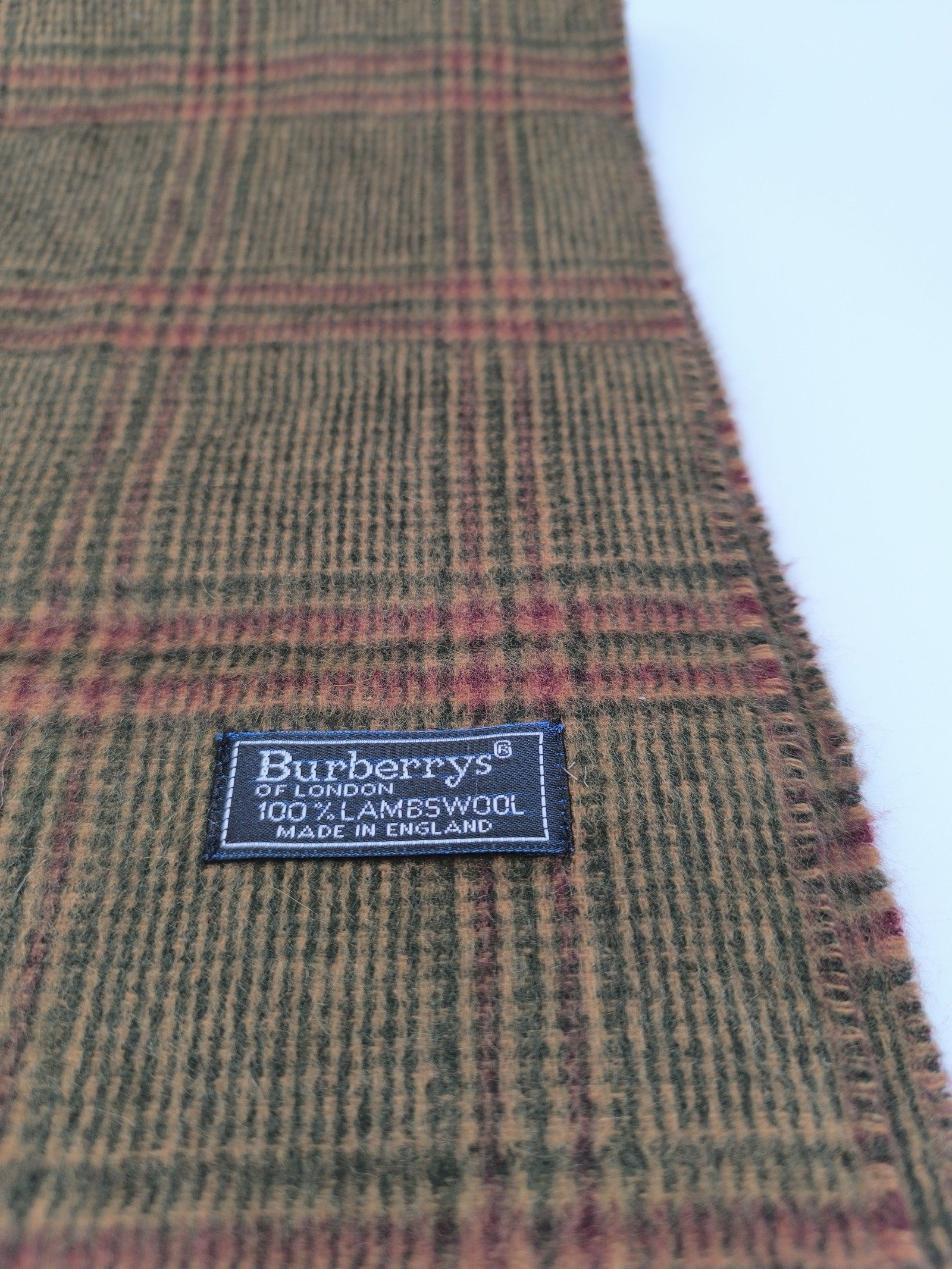 Burberry Brown & Burgundy Lambswool Check Scarf image 2