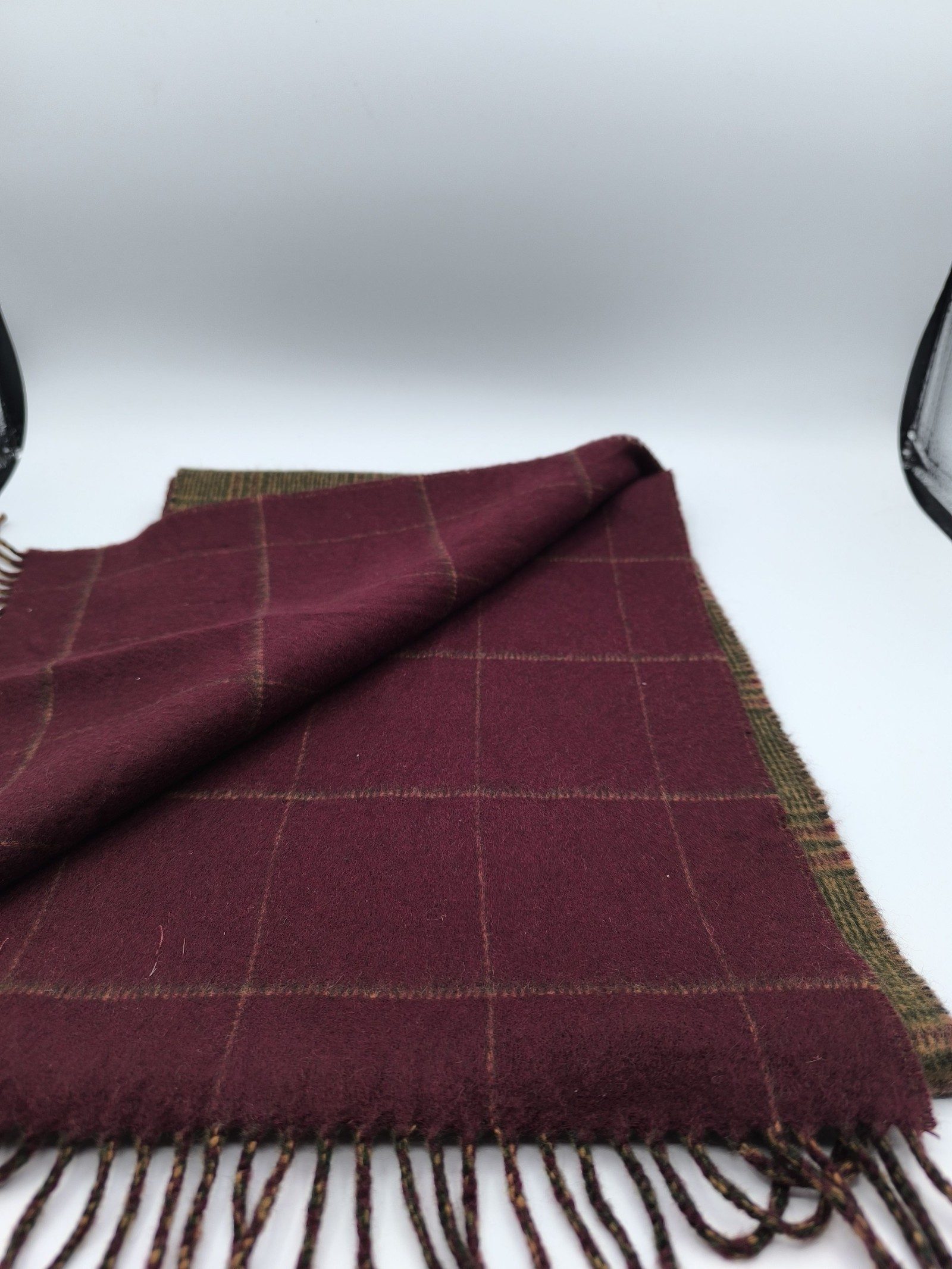 Burberry Brown & Burgundy Lambswool Check Scarf image 3