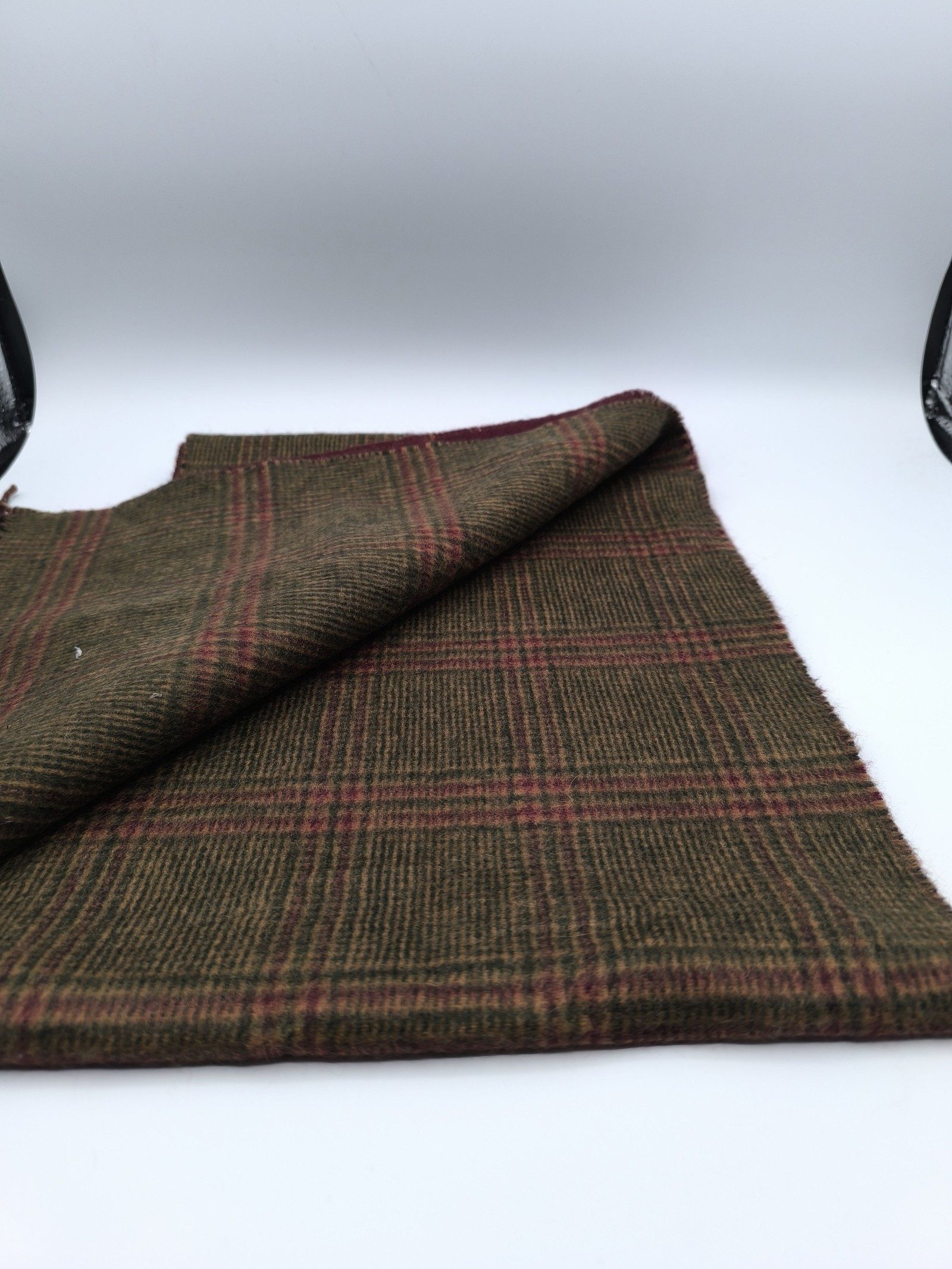 Burberry Brown & Burgundy Lambswool Check Scarf image 4