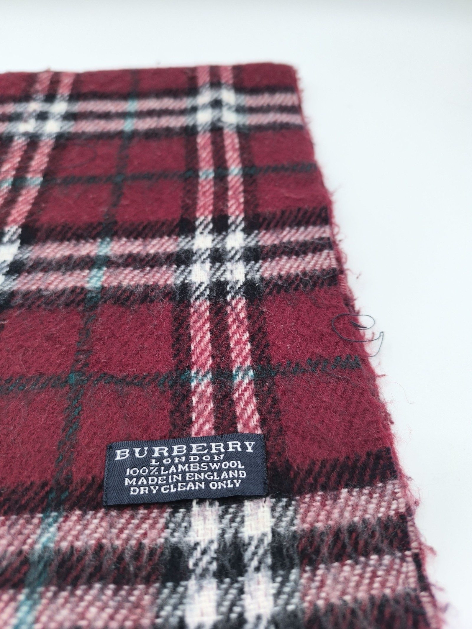 Burberry Burgundy Plaid Lambswool Scarf image 2