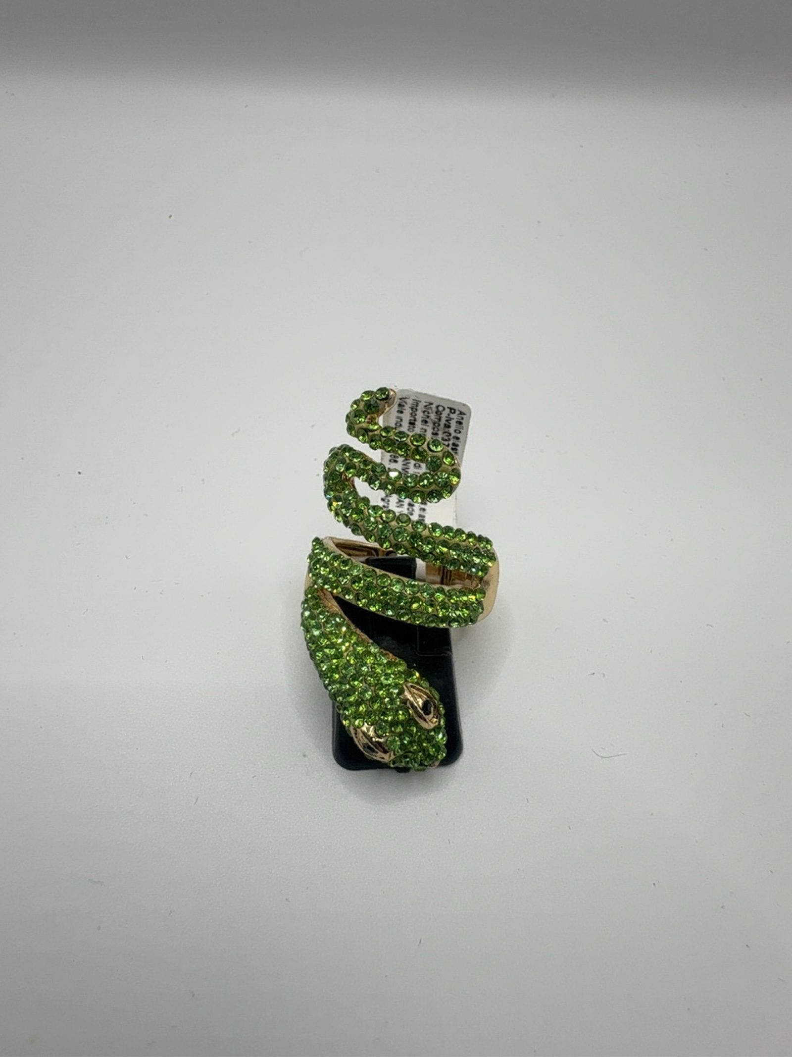 Y2K Green Crystal Snake Adjustable Ring Unisex