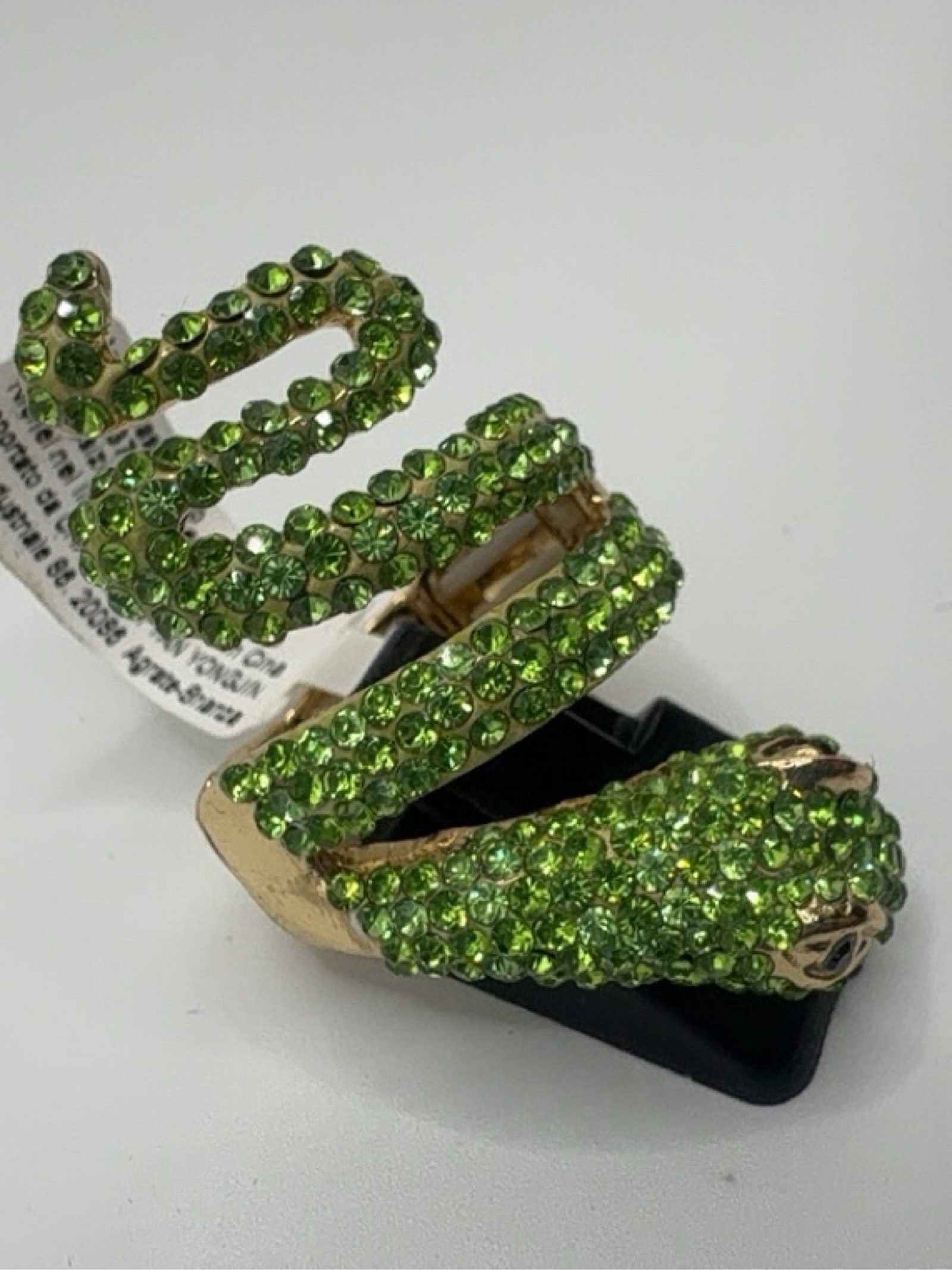 Y2K Green Crystal Snake Adjustable Ring Unisex image 2