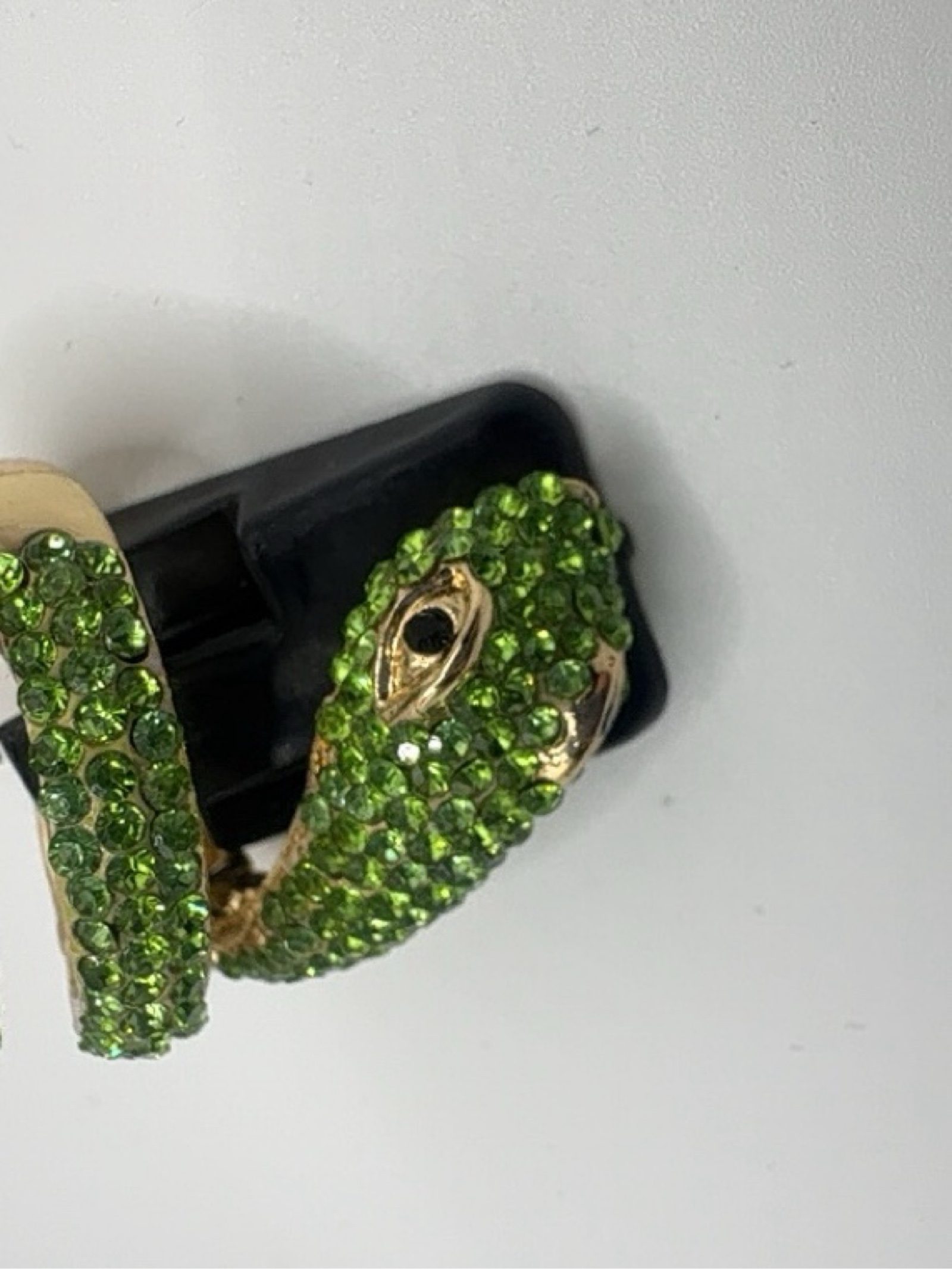 Y2K Green Crystal Snake Adjustable Ring Unisex image 3