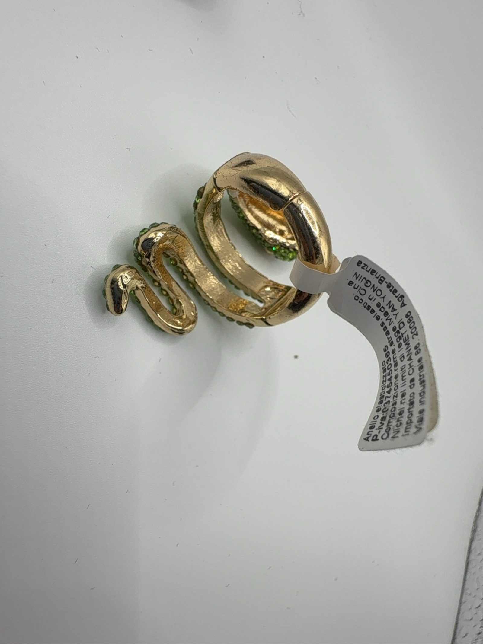 Y2K Green Crystal Snake Adjustable Ring Unisex image 5