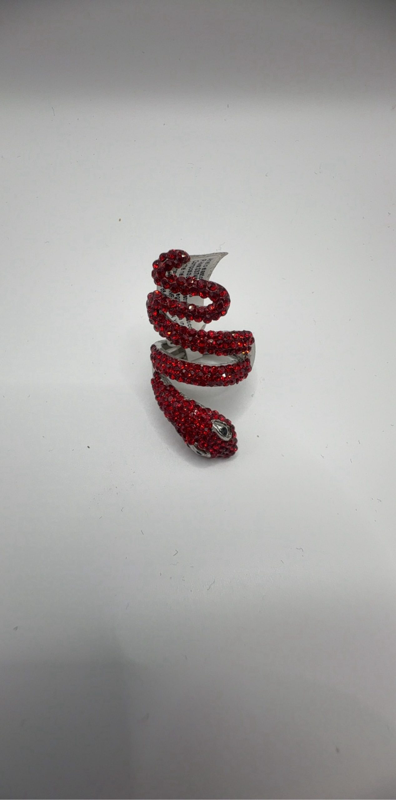 Red Crystal Snake Statement Ring One Size image 2
