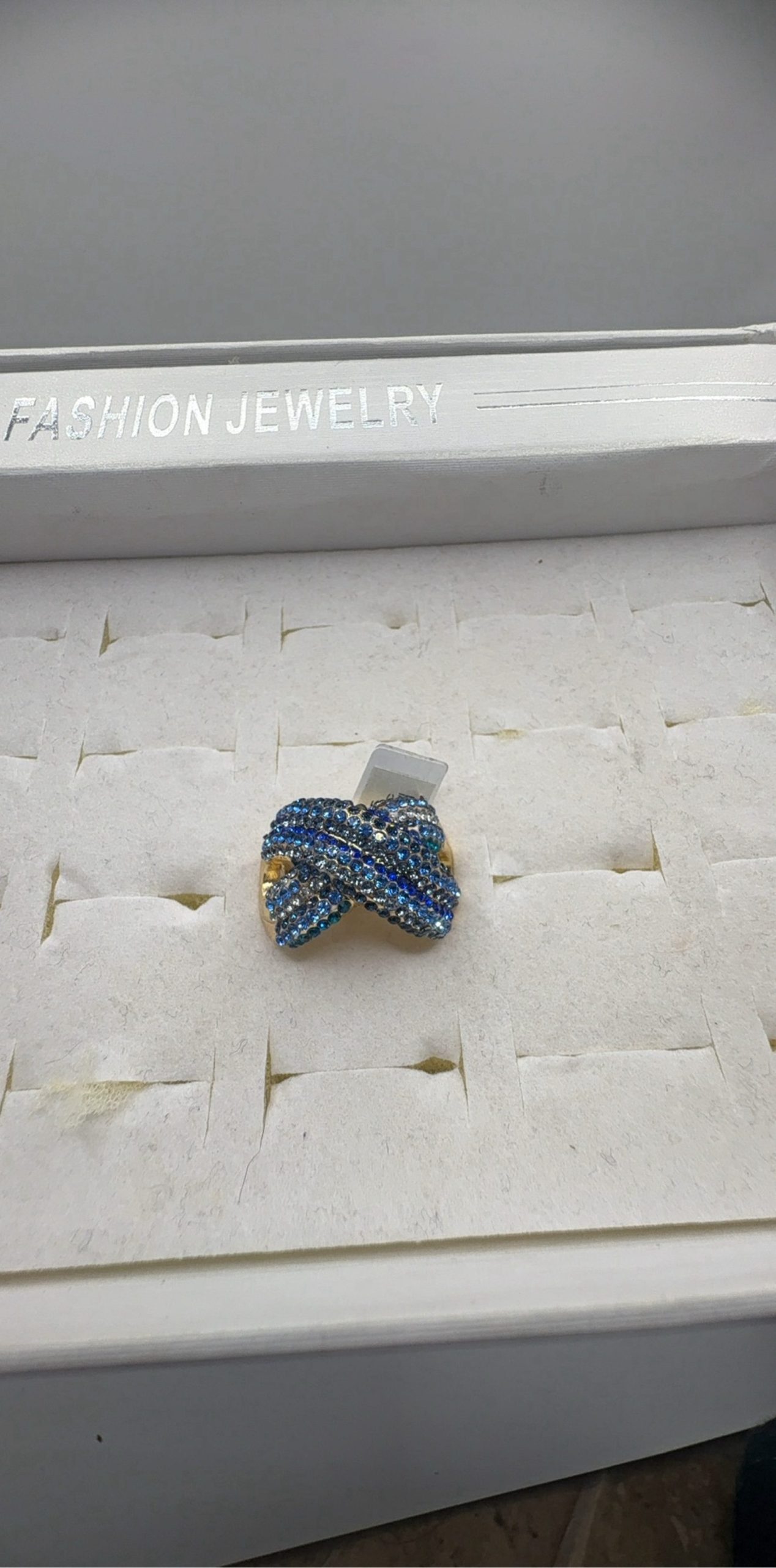 Fashion Jewelry Blue Rhinestone Ring One Size