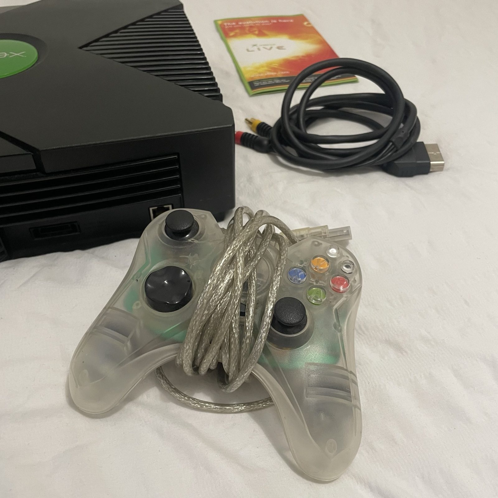 Original Xbox Black Console with 2 Controllers and Cables image 7