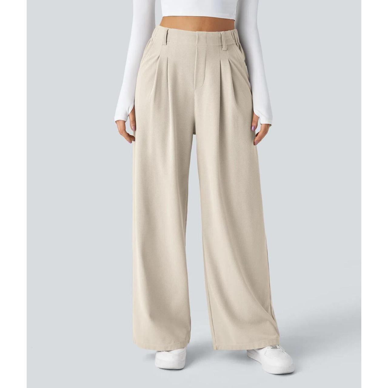 HALARA High Waisted Pocket Wide Leg Waffle Work Pants Size- XL Reg