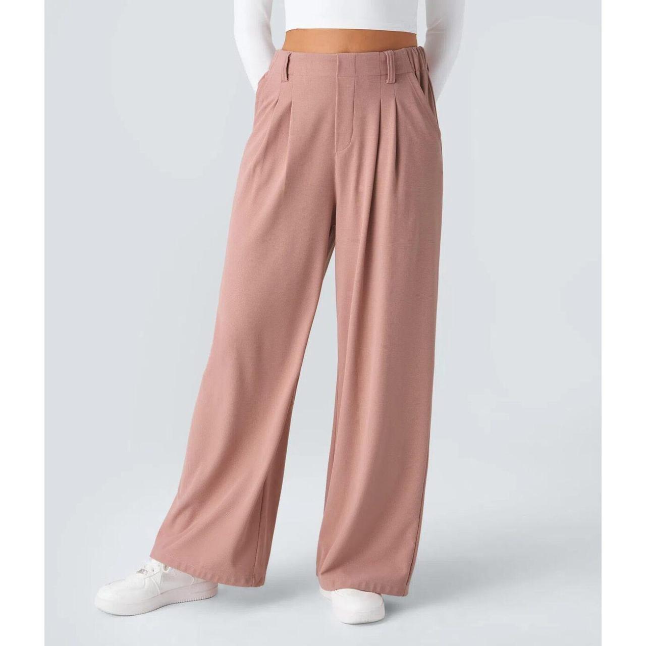 HALARA High Waisted Pocket Wide Leg Waffle Work Pants- L Tall