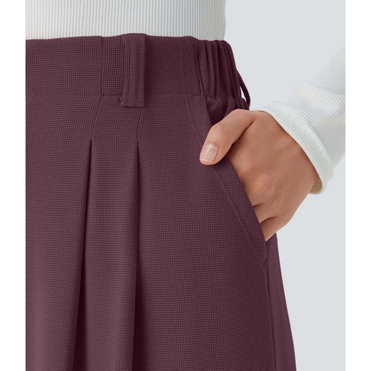 HALARA High Waisted Pocket Wide Leg Waffle Plum Work Pants Size S Reg image 2