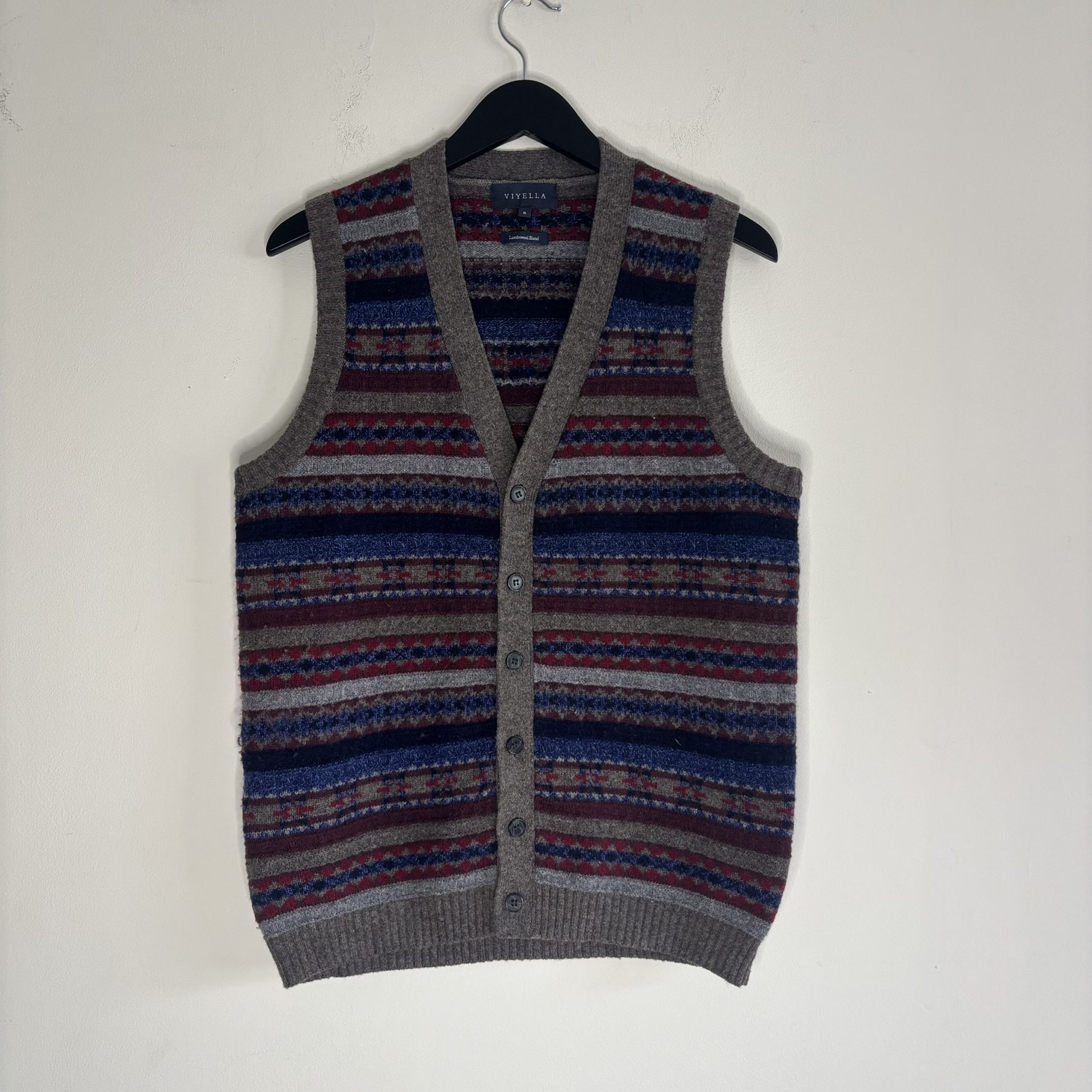 Viyella Multi-Colour Lambswool Blend Sleeveless Cardigan Small