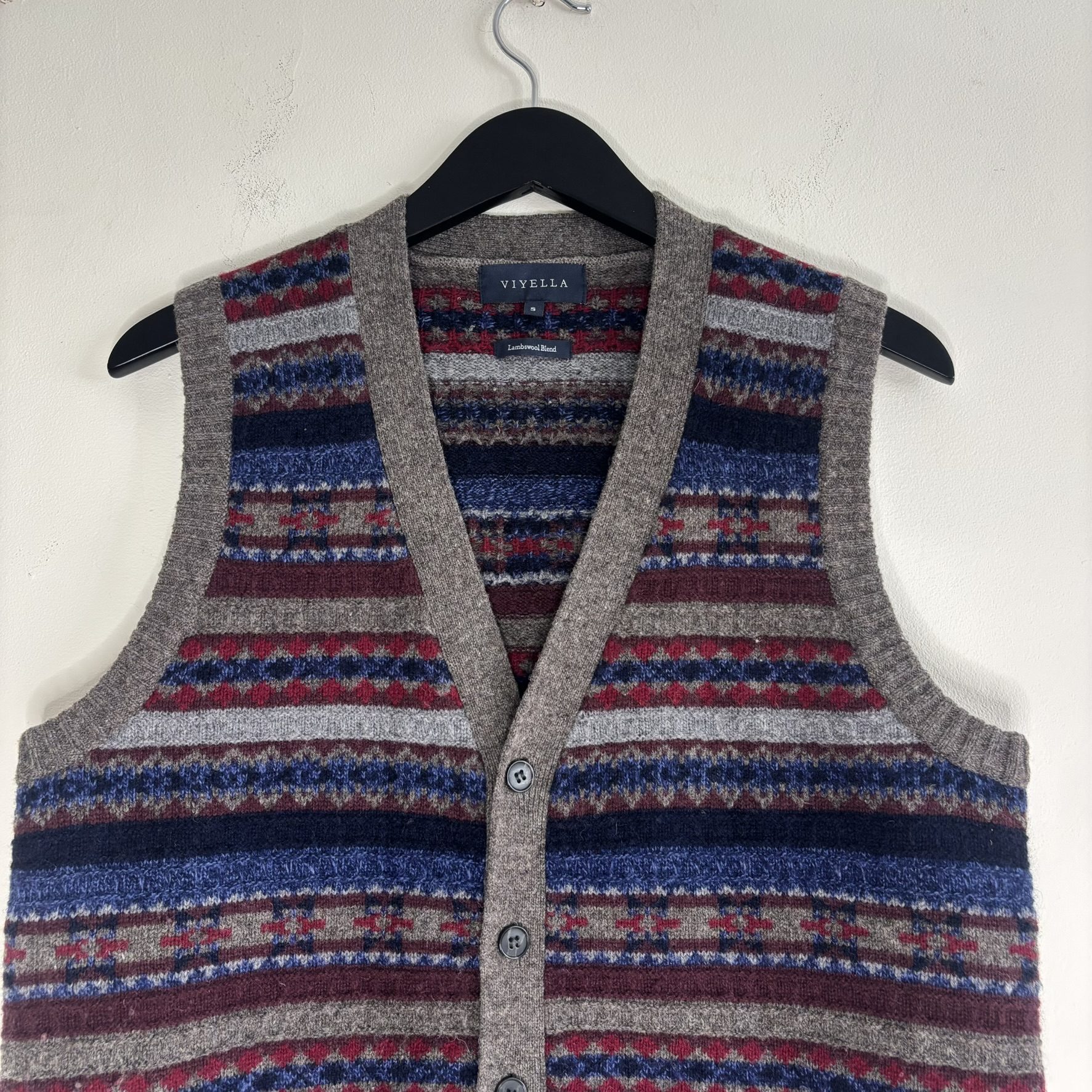 Viyella Multi-Colour Lambswool Blend Sleeveless Cardigan Small image 4