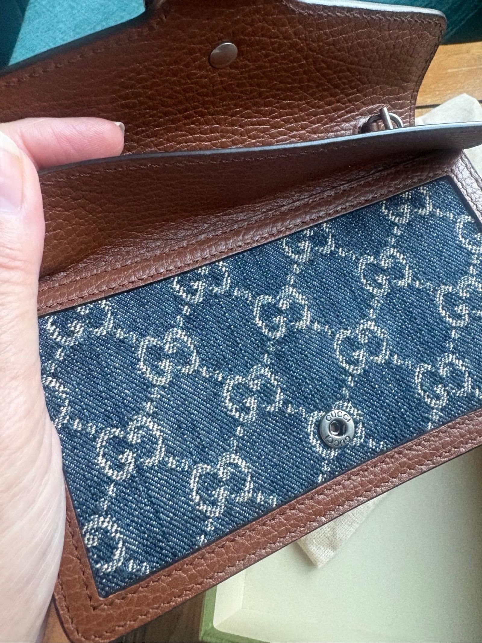 Gucci GG Dionysus supreme super mini Denim & Leather Small Crossbody Chain Bag image 10