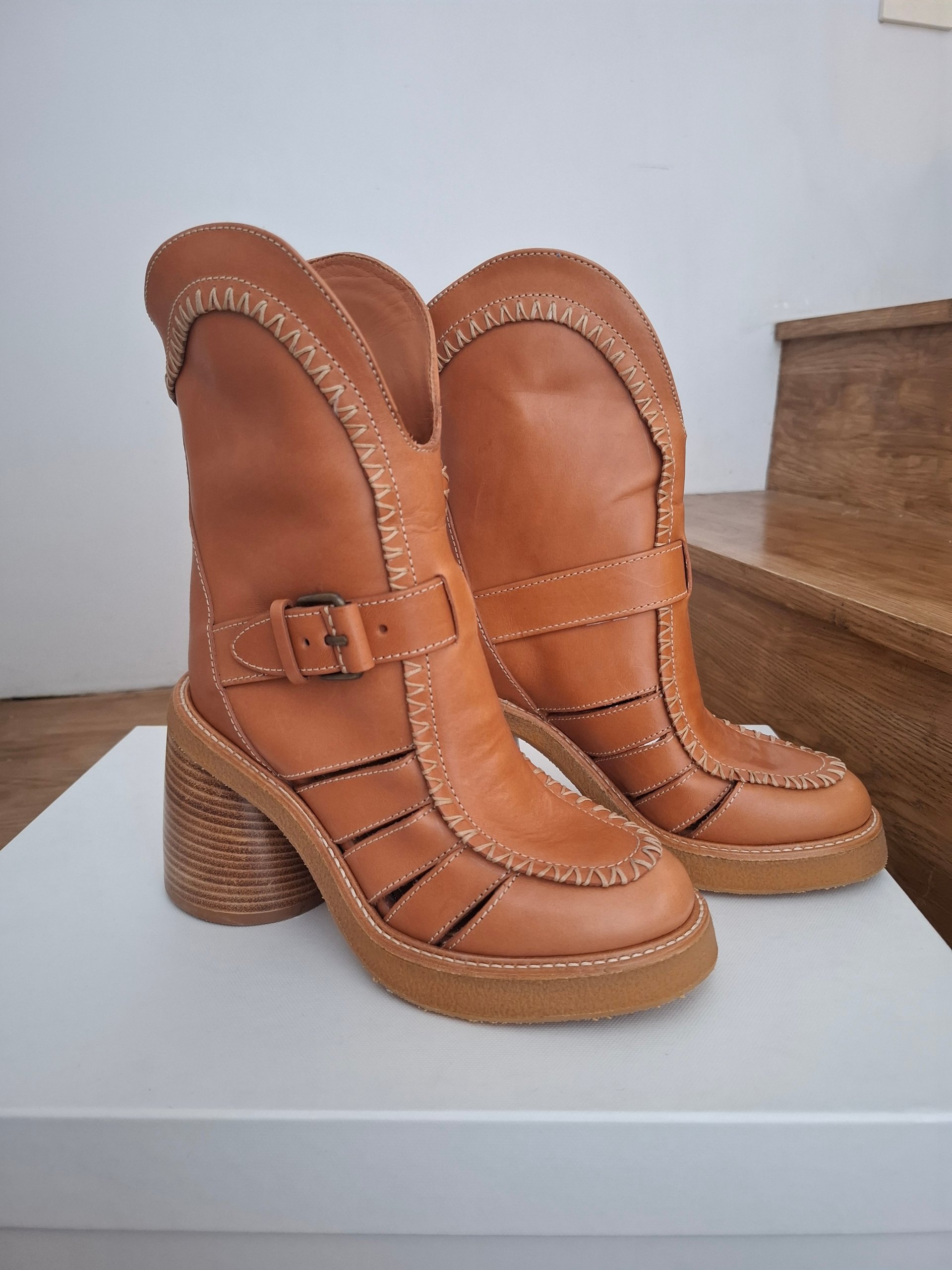 Zimmermann Women's Tan Leather Heeled Boots EU 38 image 5