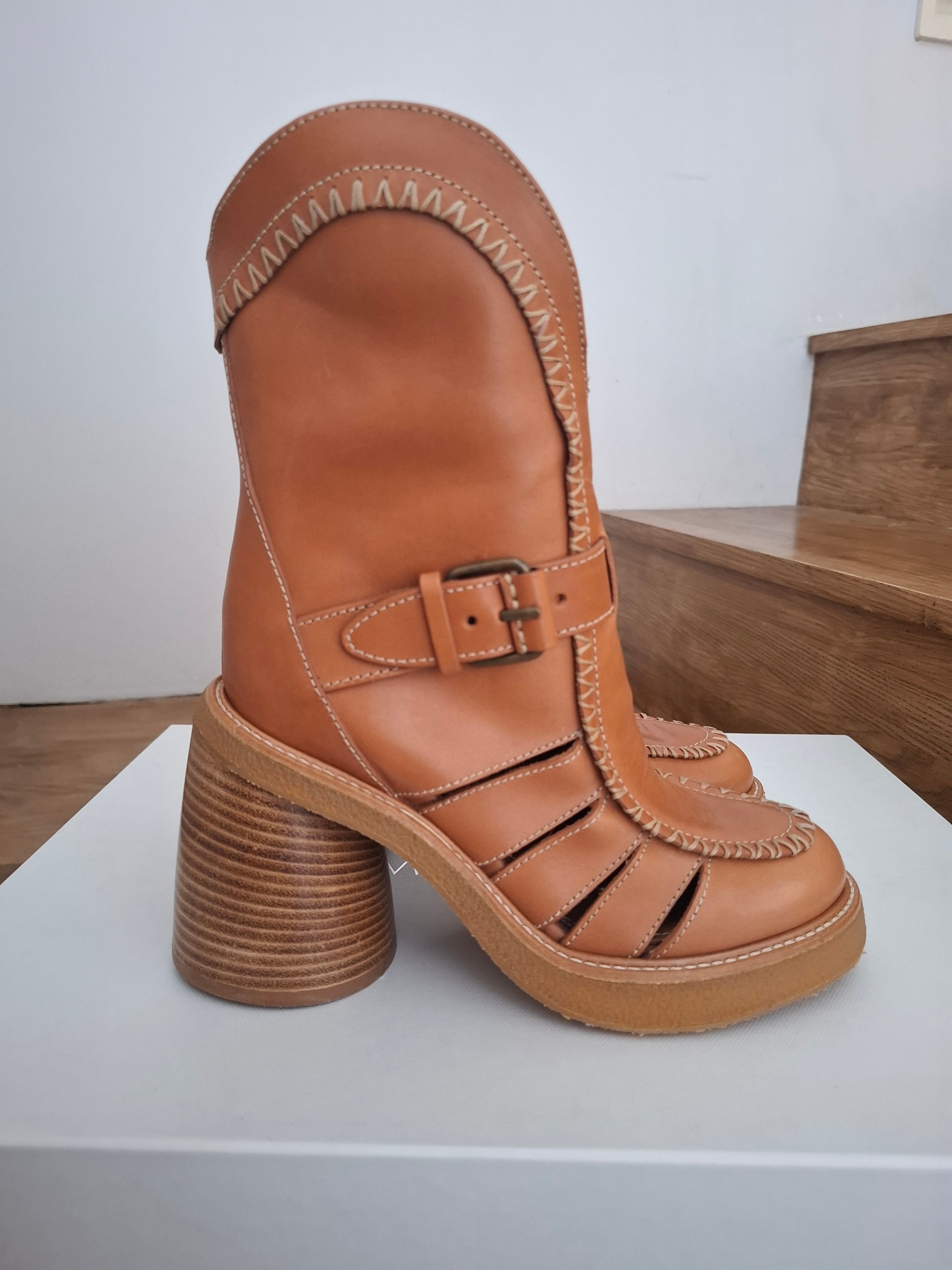 Zimmermann Women's Tan Leather Heeled Boots EU 38 image 6