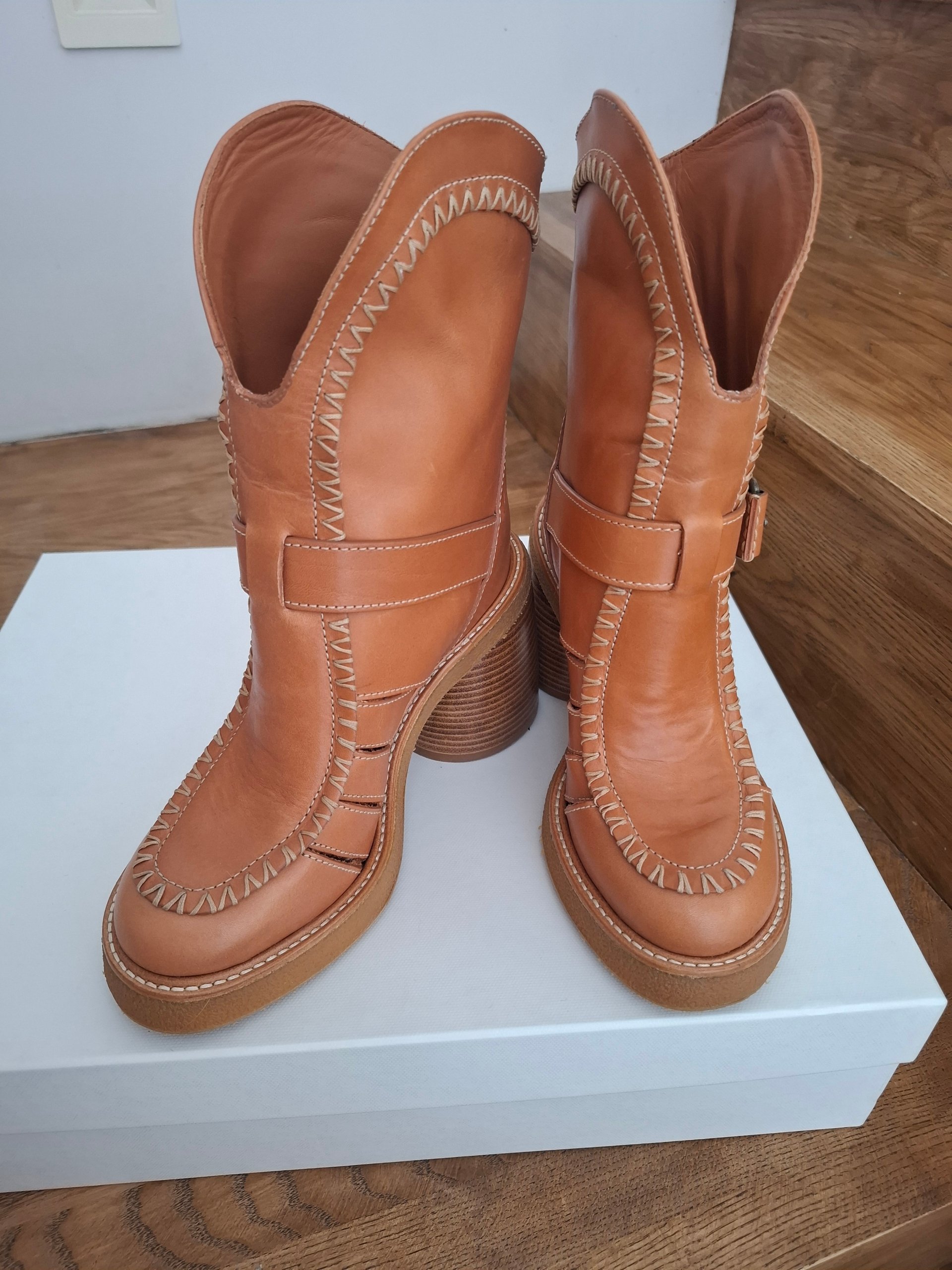 Zimmermann Women's Tan Leather Heeled Boots EU 38 image 8