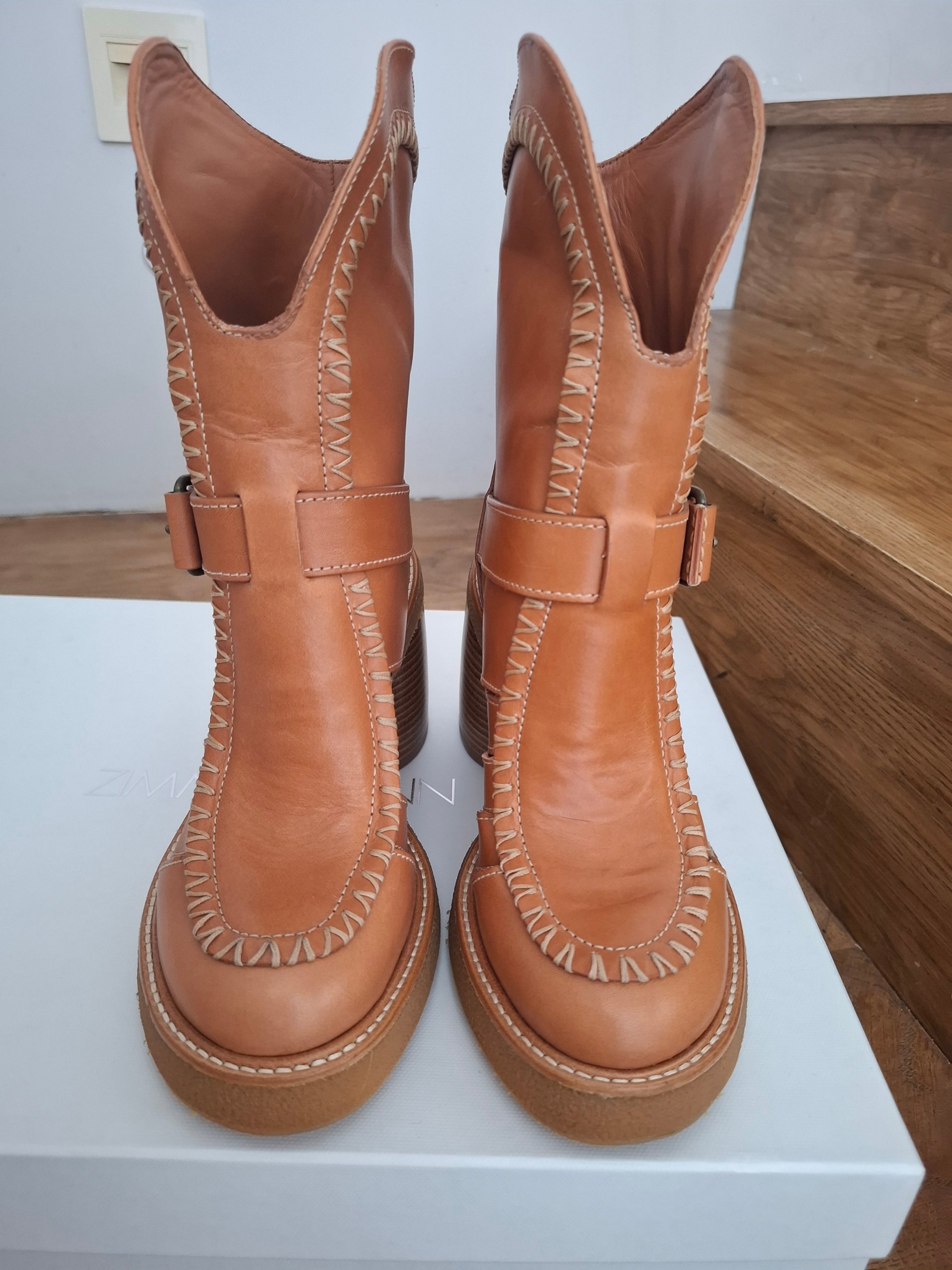 Zimmermann Women's Tan Leather Heeled Boots EU 38 image 7