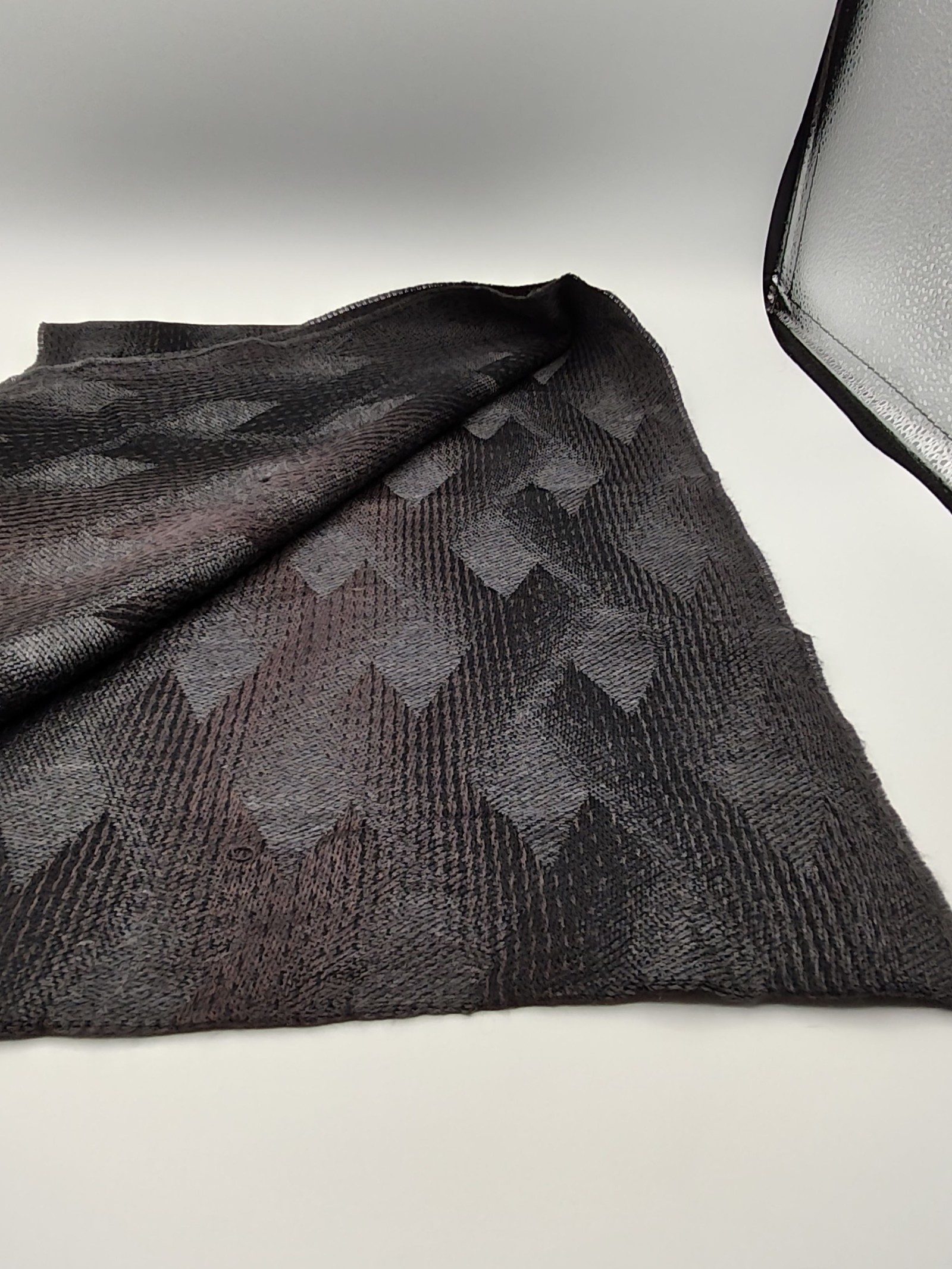DAKS Black & Grey Wool Scarf Unisex image 5