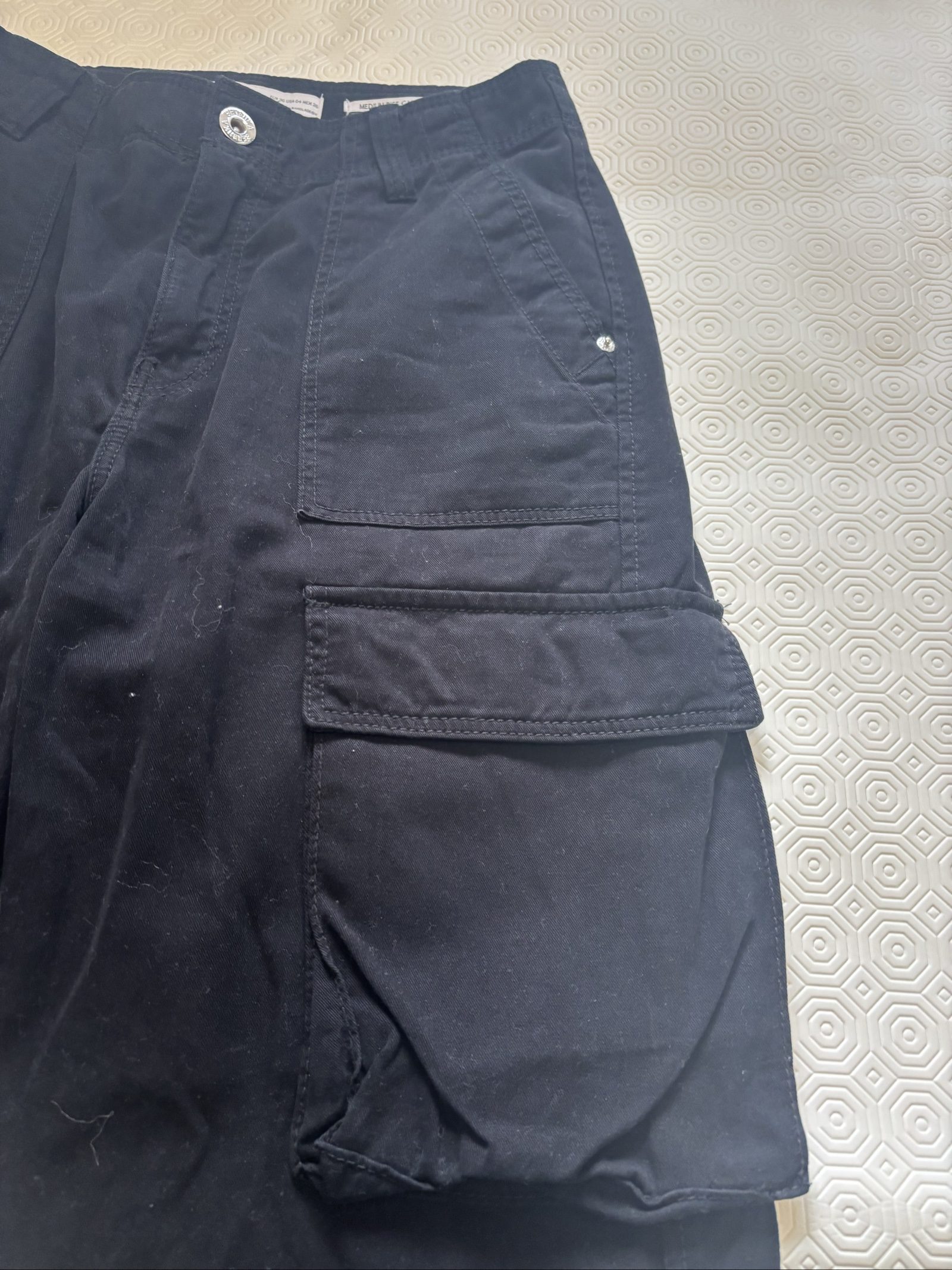 Bershka Black Cargo Trousers UK 8 Medium Rise image 2