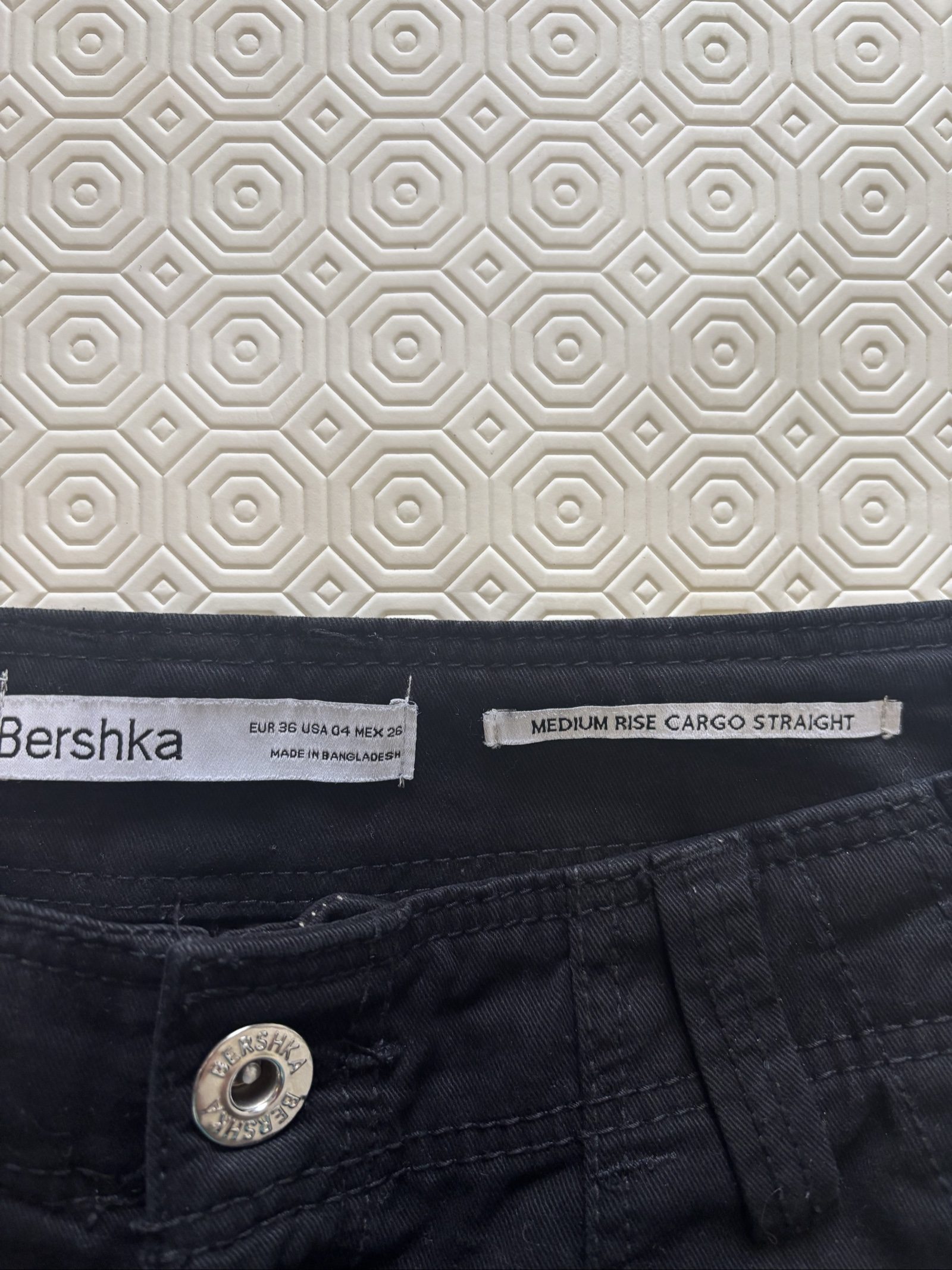 Bershka Black Cargo Trousers UK 8 Medium Rise image 8