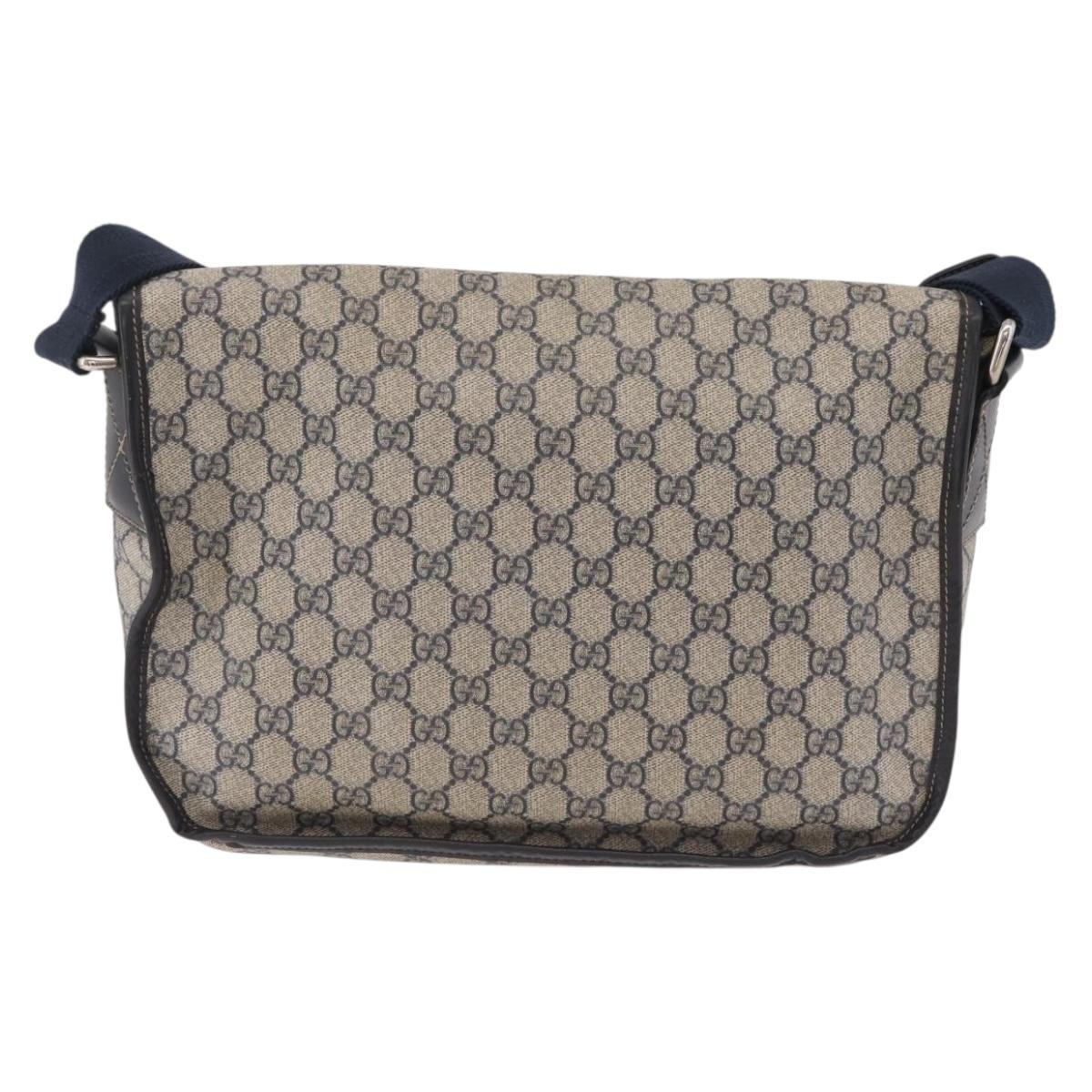 GUCCI GG Supreme Shoulder Bag PVC Navy Silver 201732 Auth 204923A image 2