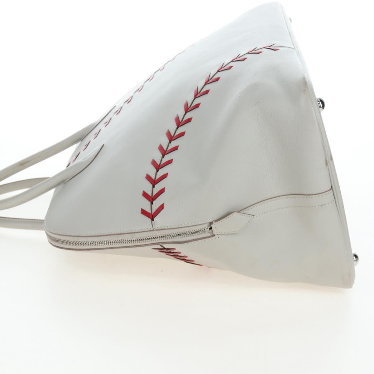 HERMES Bolide 1923 Baseball 45 Hand Bag Leather Gray Silver Auth 203835M image 7