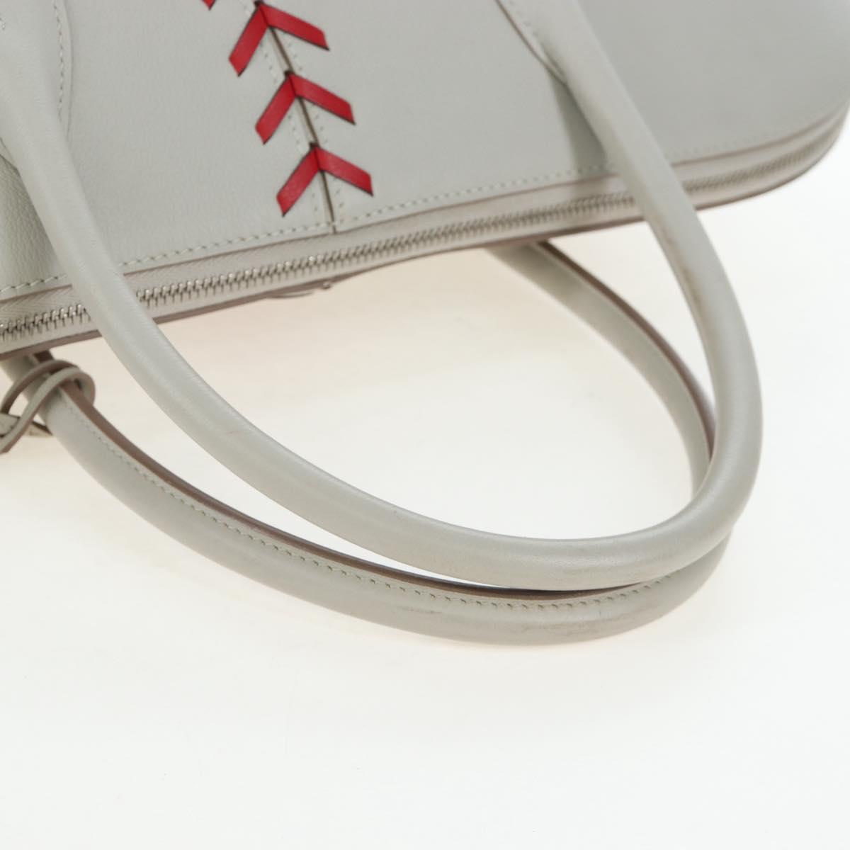 HERMES Bolide 1923 Baseball 45 Hand Bag Leather Gray Silver Auth 203835M image 10