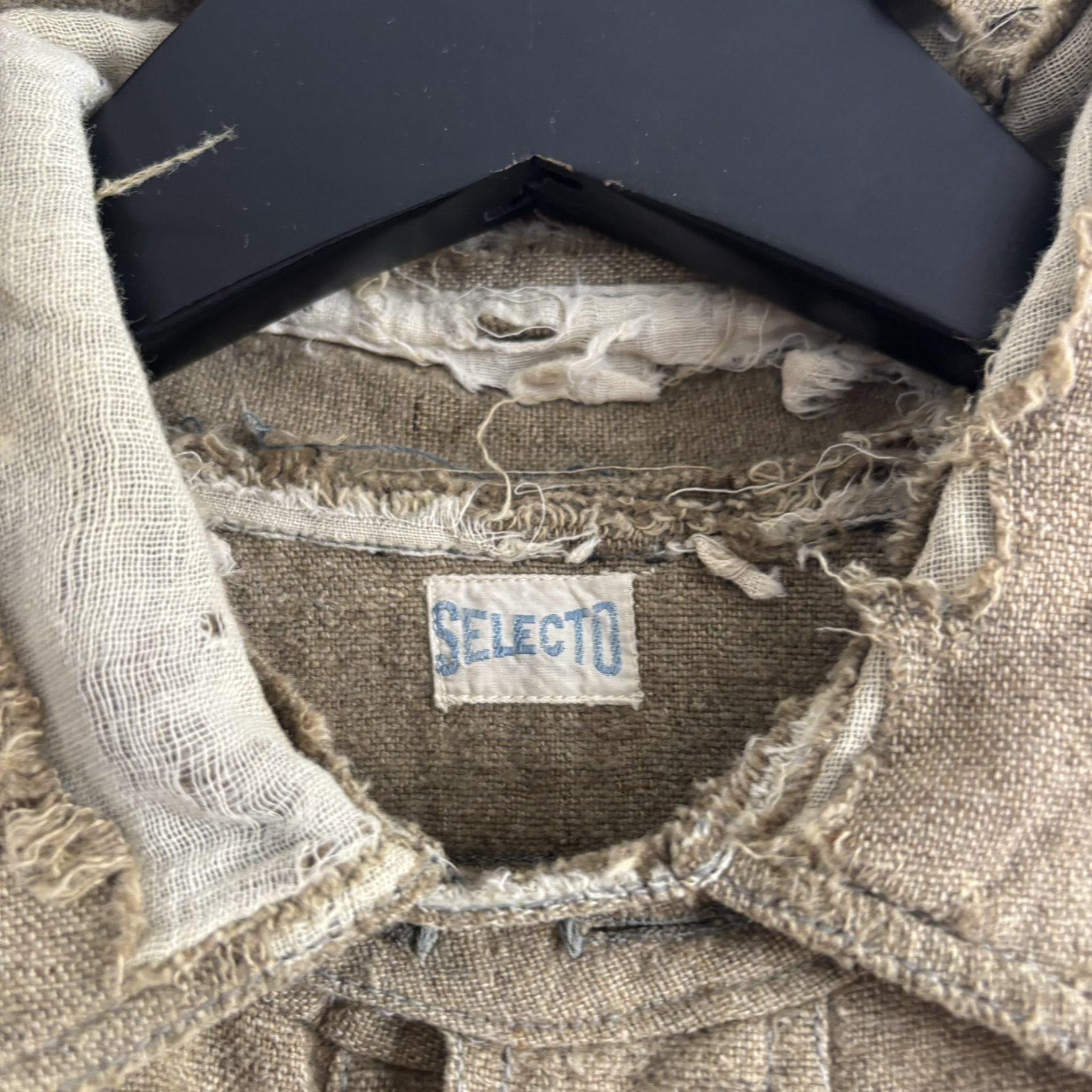 Vintage 1930s 40s Selecto Pullover Work Shirt Distressed Olive Green Placket image 10