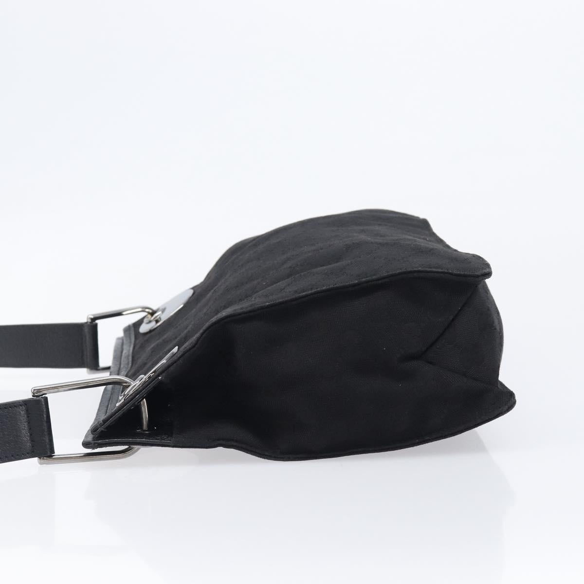 GUCCI GG Canvas Shoulder Bag Black Silver 120841 Auth 204749A image 4