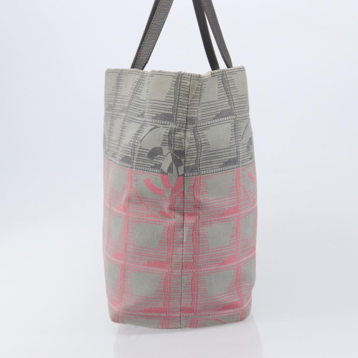 CHANEL New Travel Line Tote Bag Canvas Gray Silver CC Auth bs37392A image 3