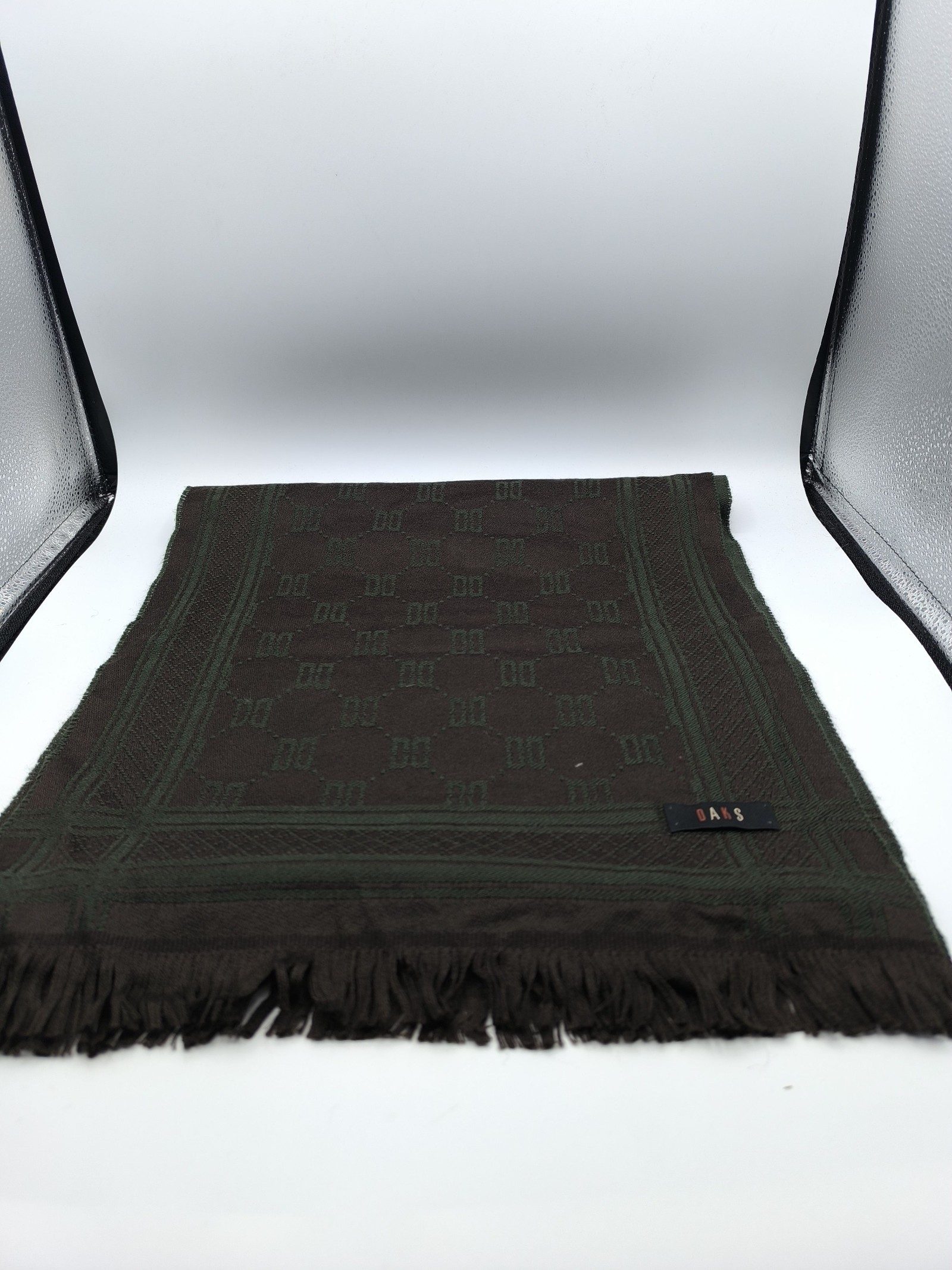 DAKS Brown & Green Merinos Virgin Wool & Polyacrylic Scarf