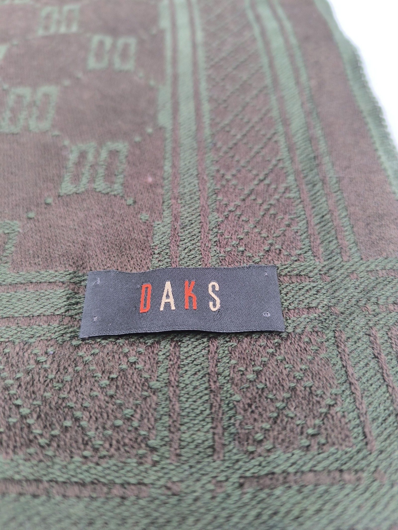 DAKS Brown & Green Merinos Virgin Wool & Polyacrylic Scarf image 2