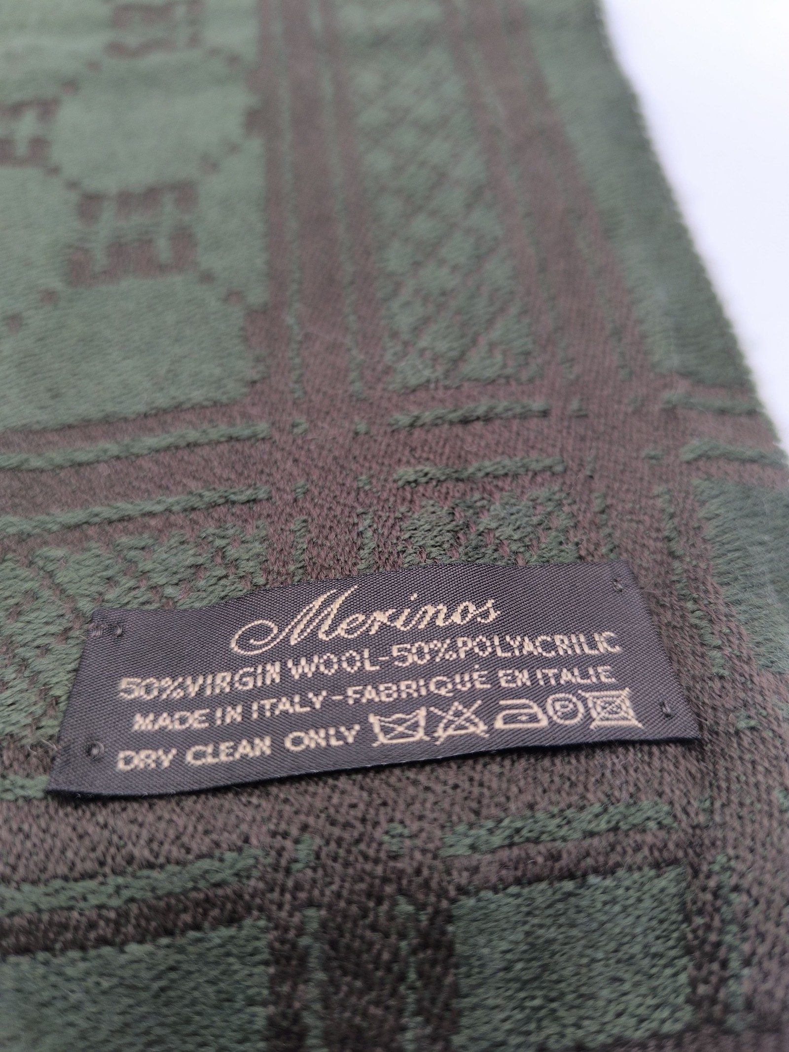 DAKS Brown & Green Merinos Virgin Wool & Polyacrylic Scarf image 4