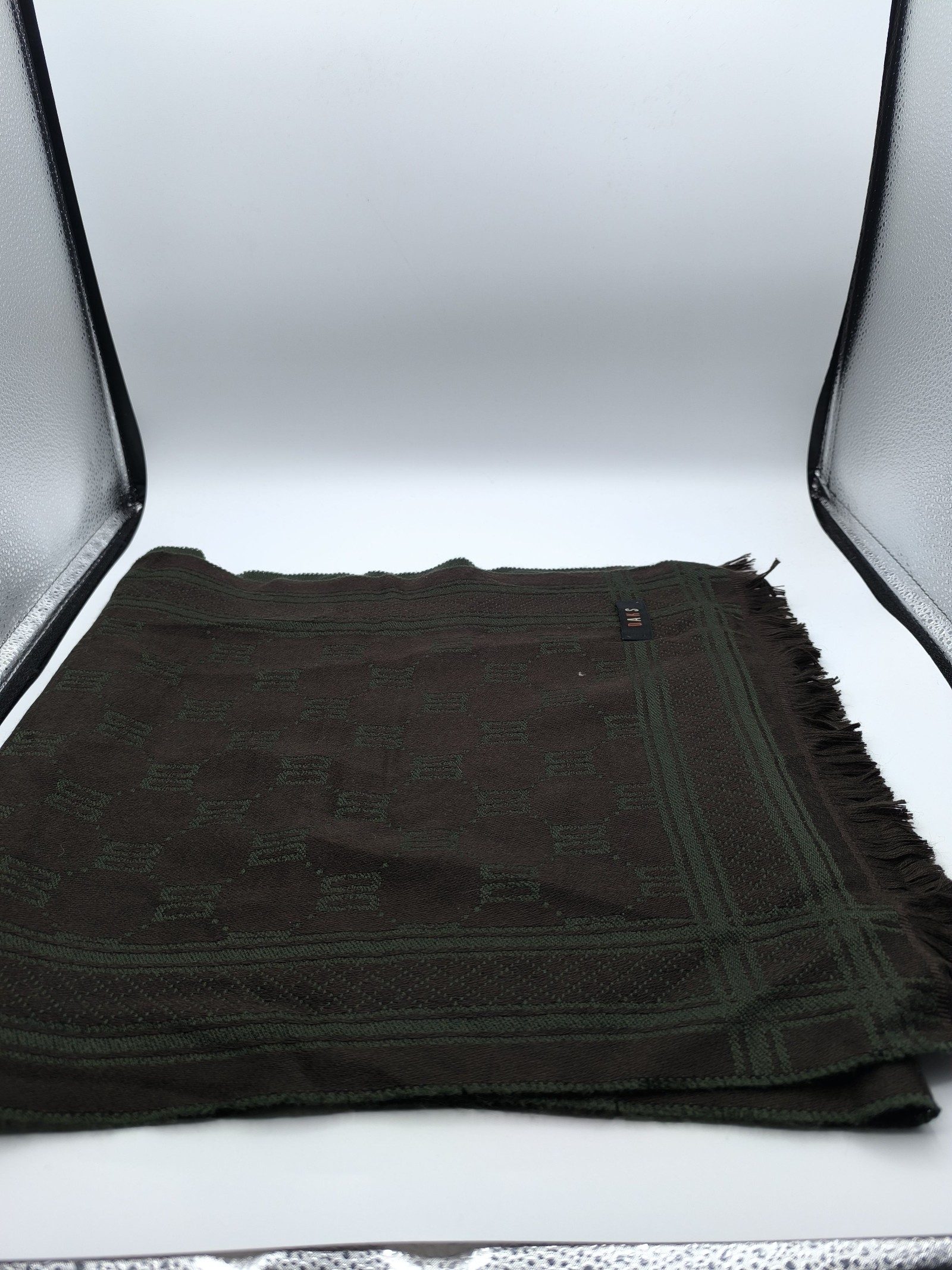 DAKS Brown & Green Merinos Virgin Wool & Polyacrylic Scarf image 7
