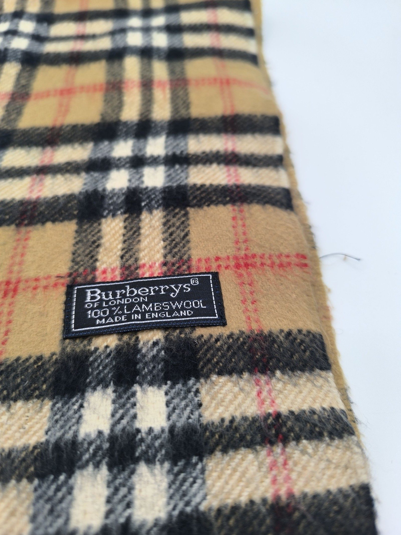 Burberry Beige & Black Check Lambswool Scarf image 2
