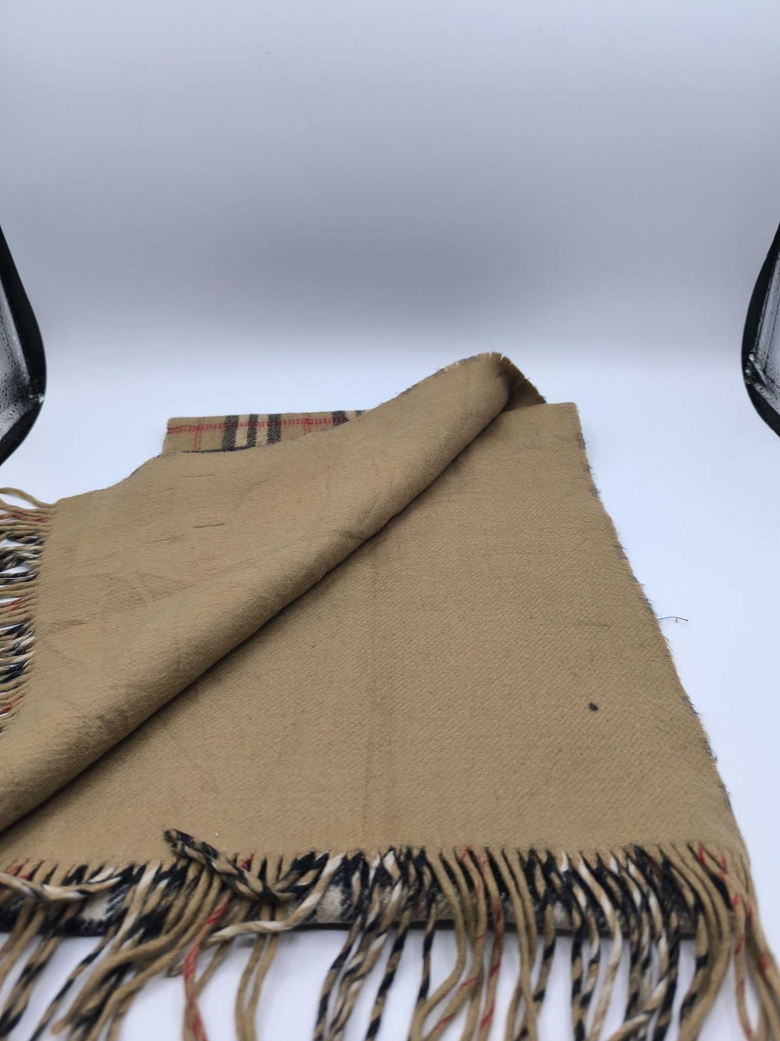 Burberry Beige & Black Check Lambswool Scarf image 3