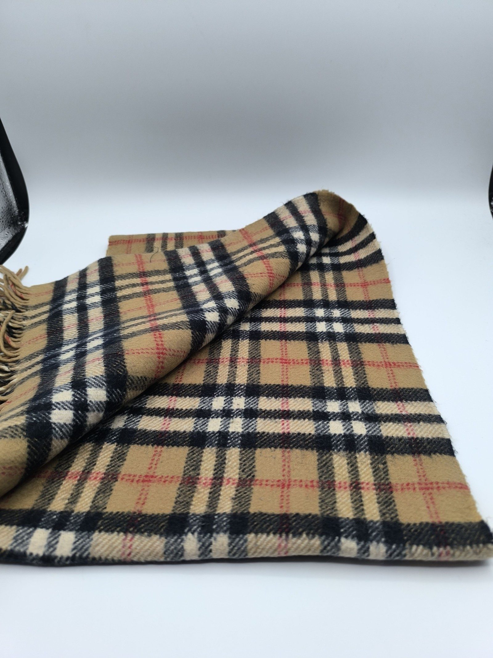 Burberry Beige & Black Check Lambswool Scarf image 4