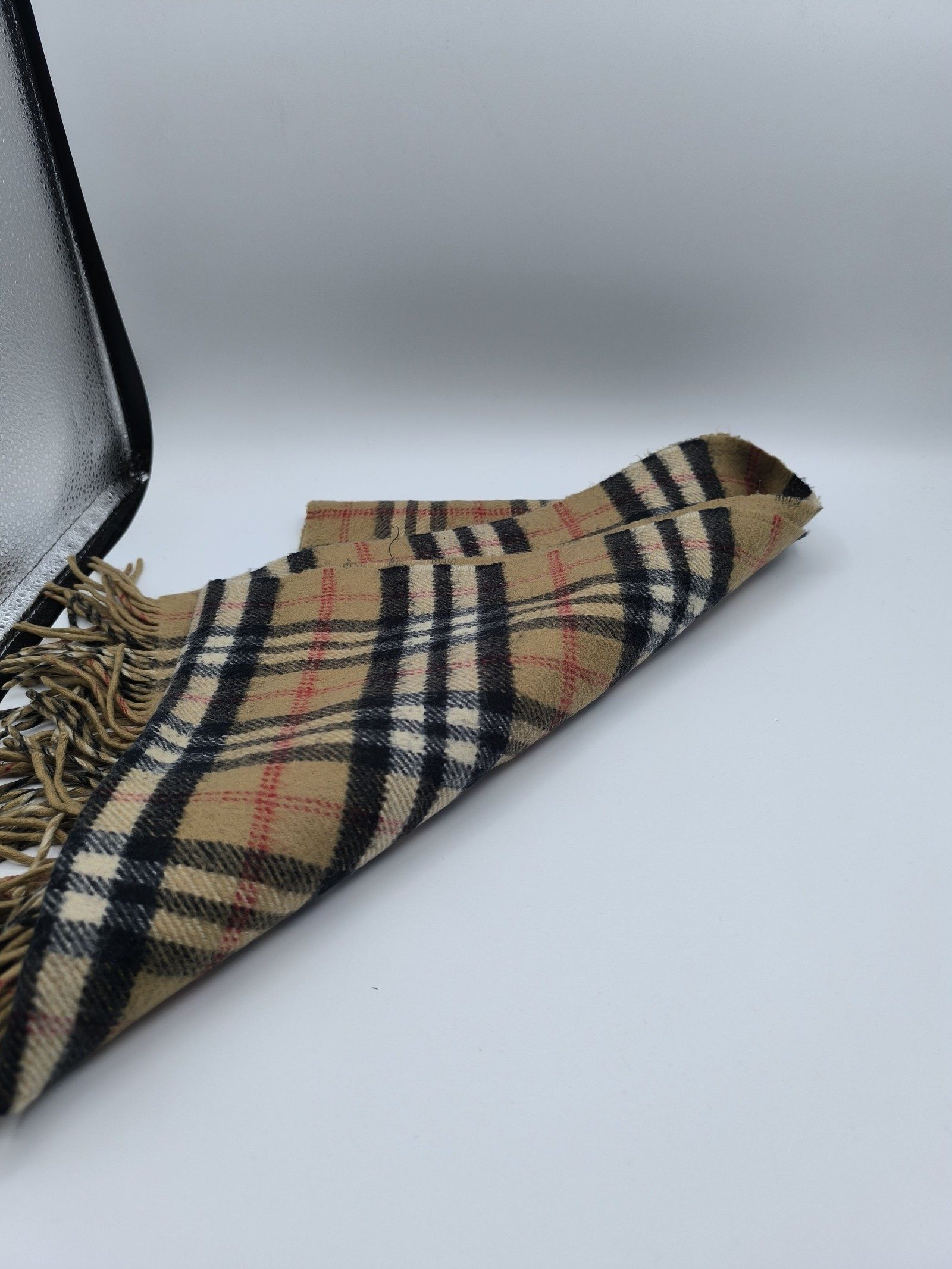 Burberry Beige & Black Check Lambswool Scarf image 5