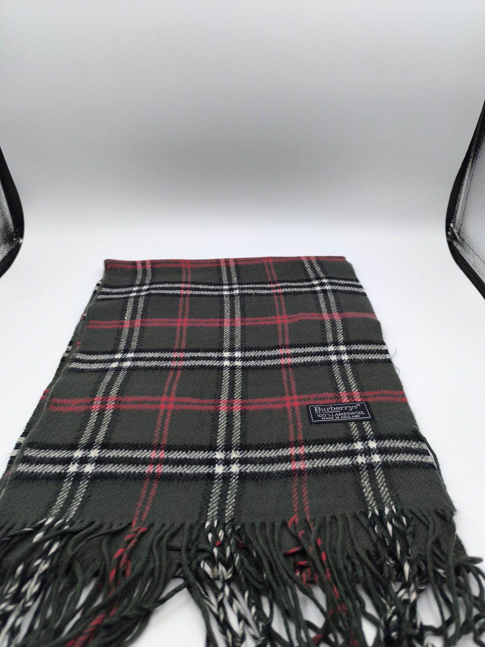 Burberry Green & Red Tartan Lambswool Scarf