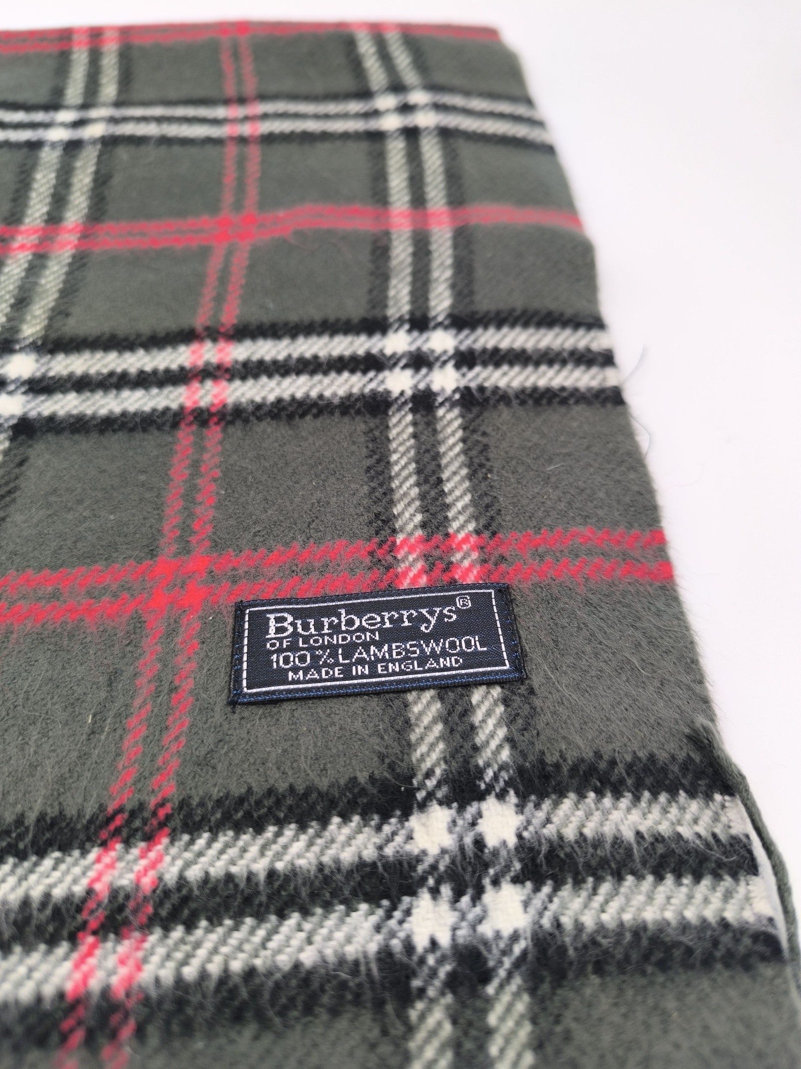 Burberry Green & Red Tartan Lambswool Scarf image 2